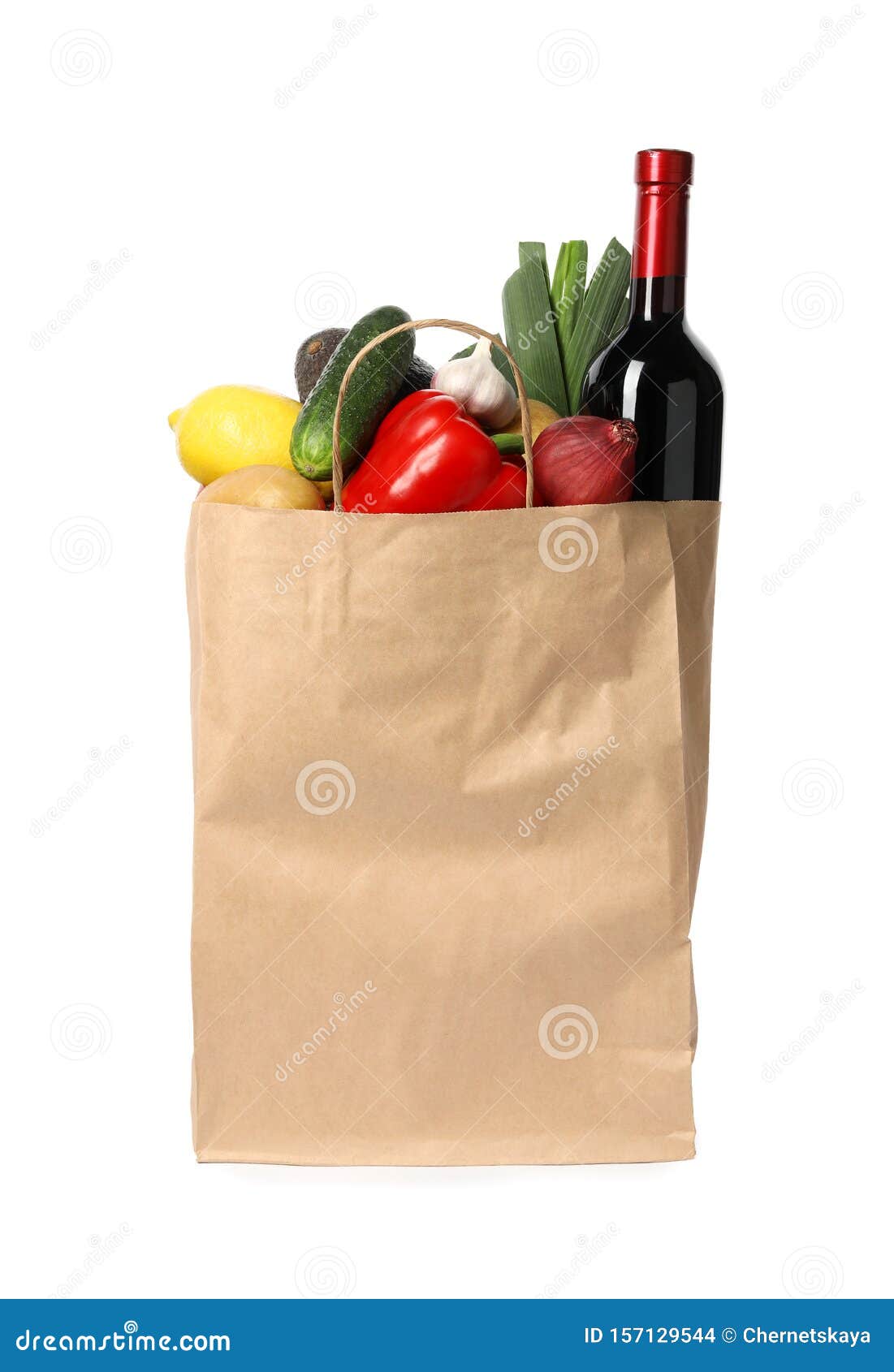 Download Paper Bag With Fresh Vegetables And Bottle Of On ...
