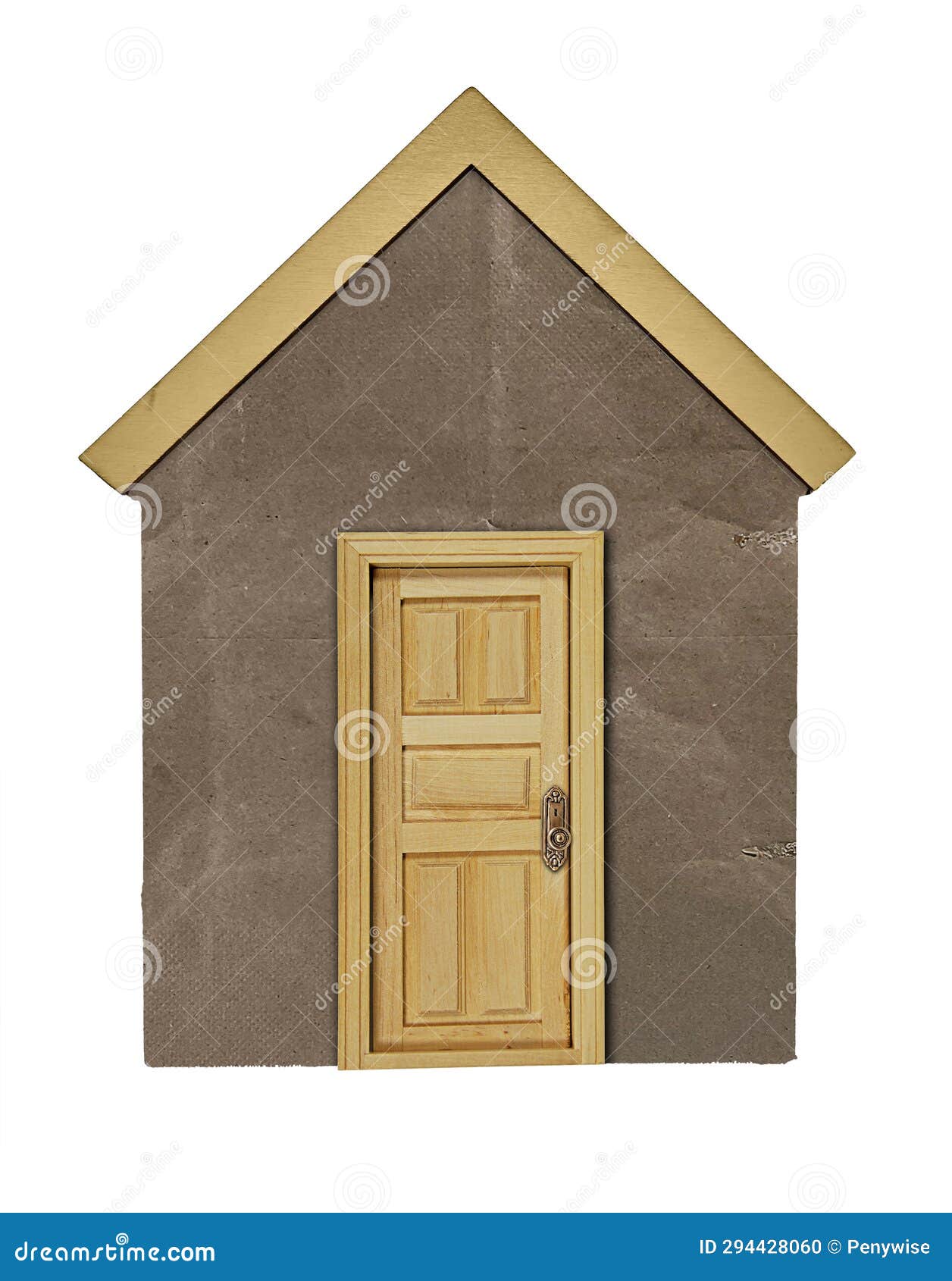 paper bag house with brass doorknob