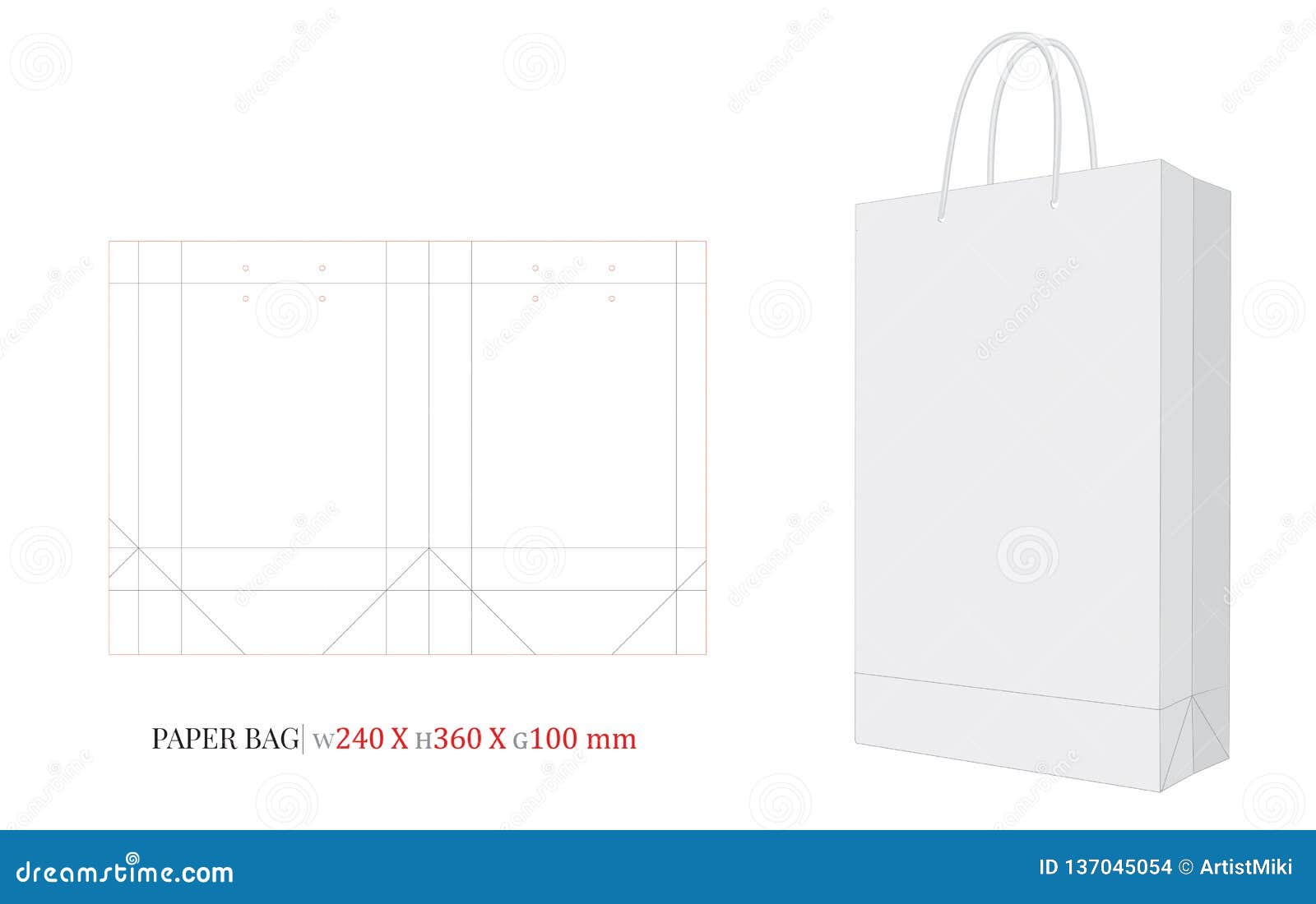 Paper Bag Illustration, Shopping Bag, 240 X 360 X 100 Stock Vector ...