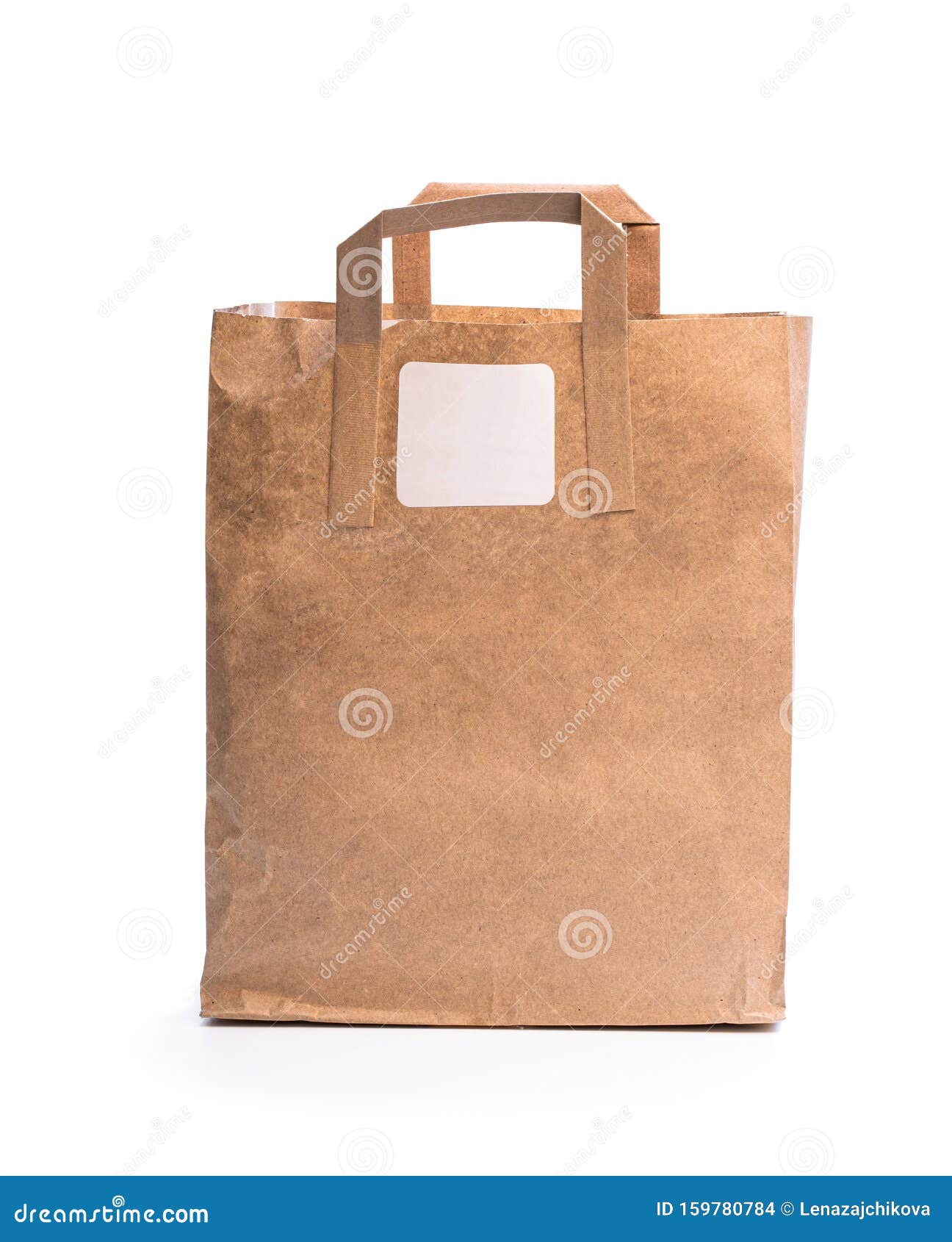 Paper Bag Package with Label Isolated on White Stock Photo Image of