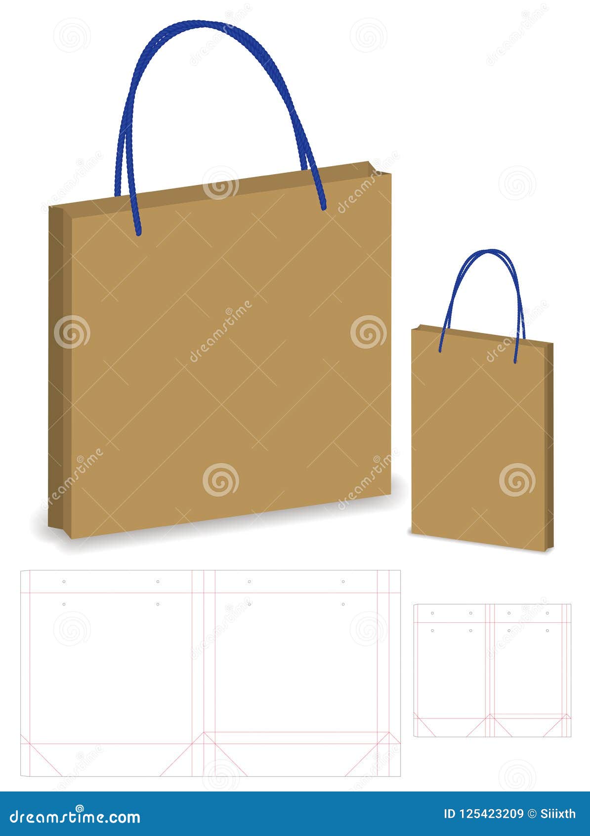 Download Paper Bag Packaging Die-cut And 3d Bag Mockup Stock Vector ...