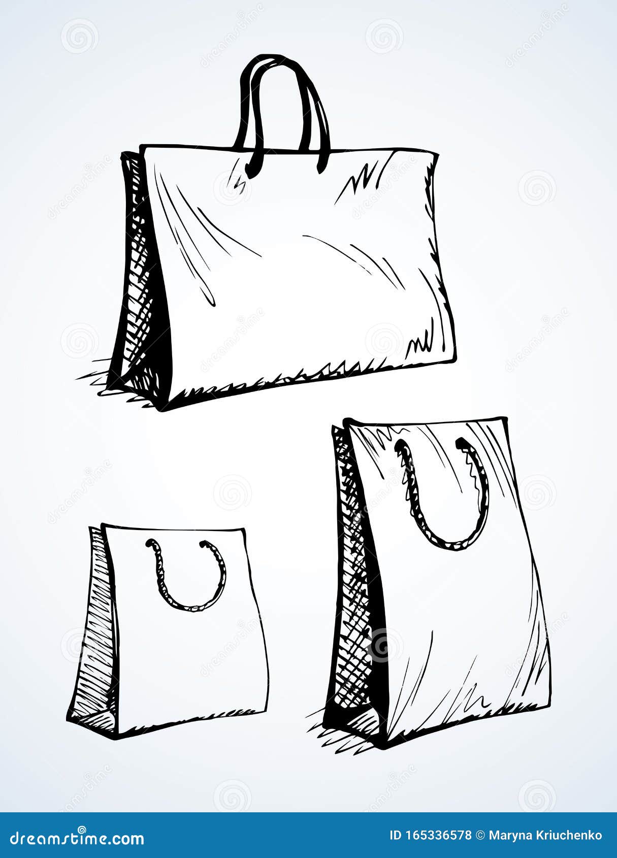 Hand holding a leather bag. Ink black and white drawing Stock Photo - Alamy