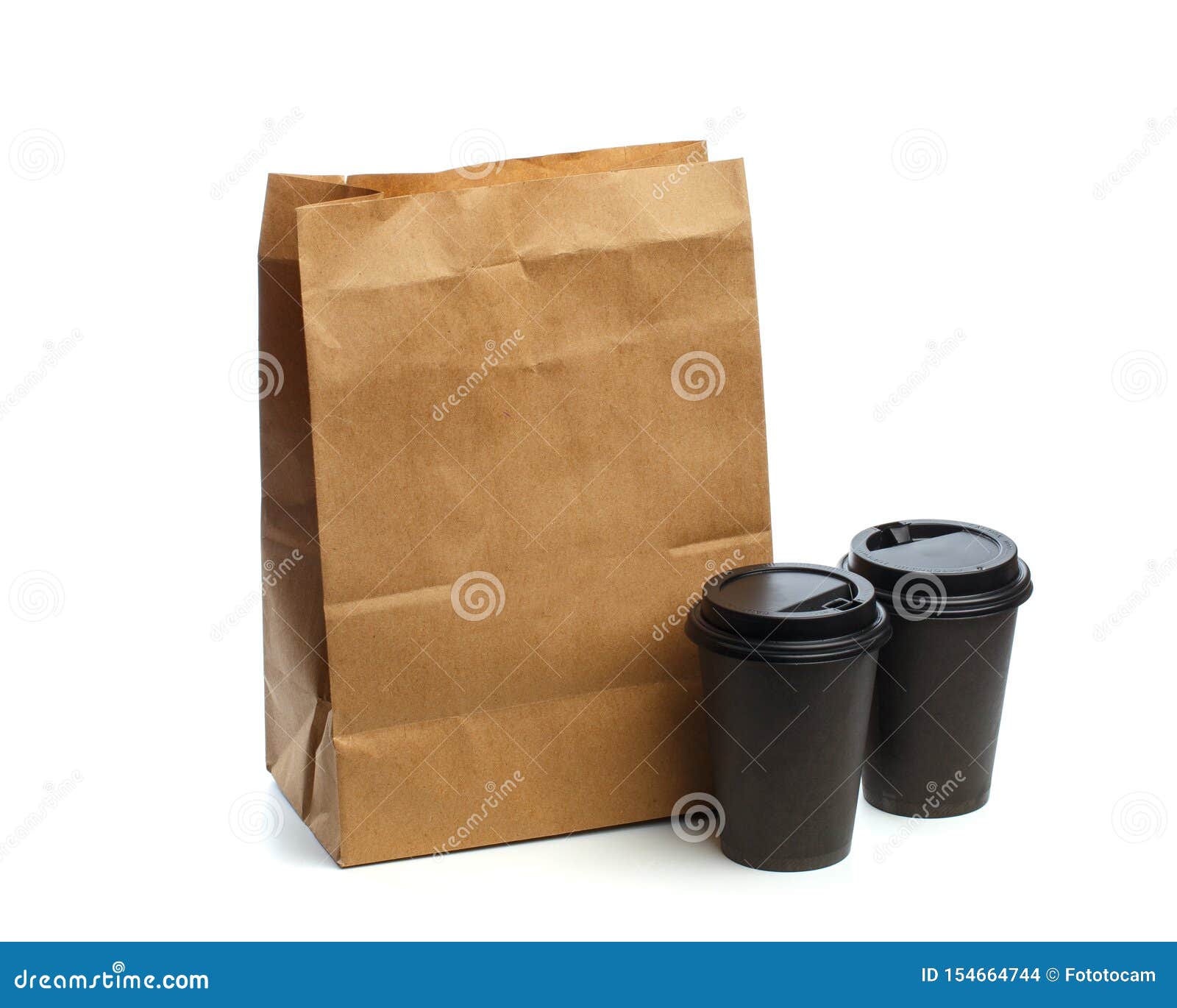 Download Paper Bag On White Background With Coffee Cup Mockup For ...