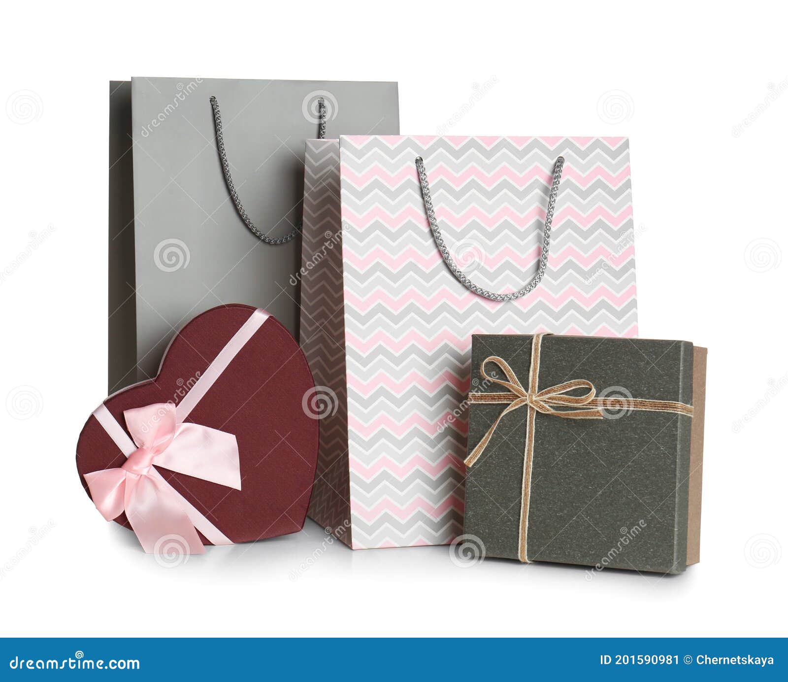 Paper Bags and Gift Boxes Isolated on White Stock Image Image of boxes, modern 201590981