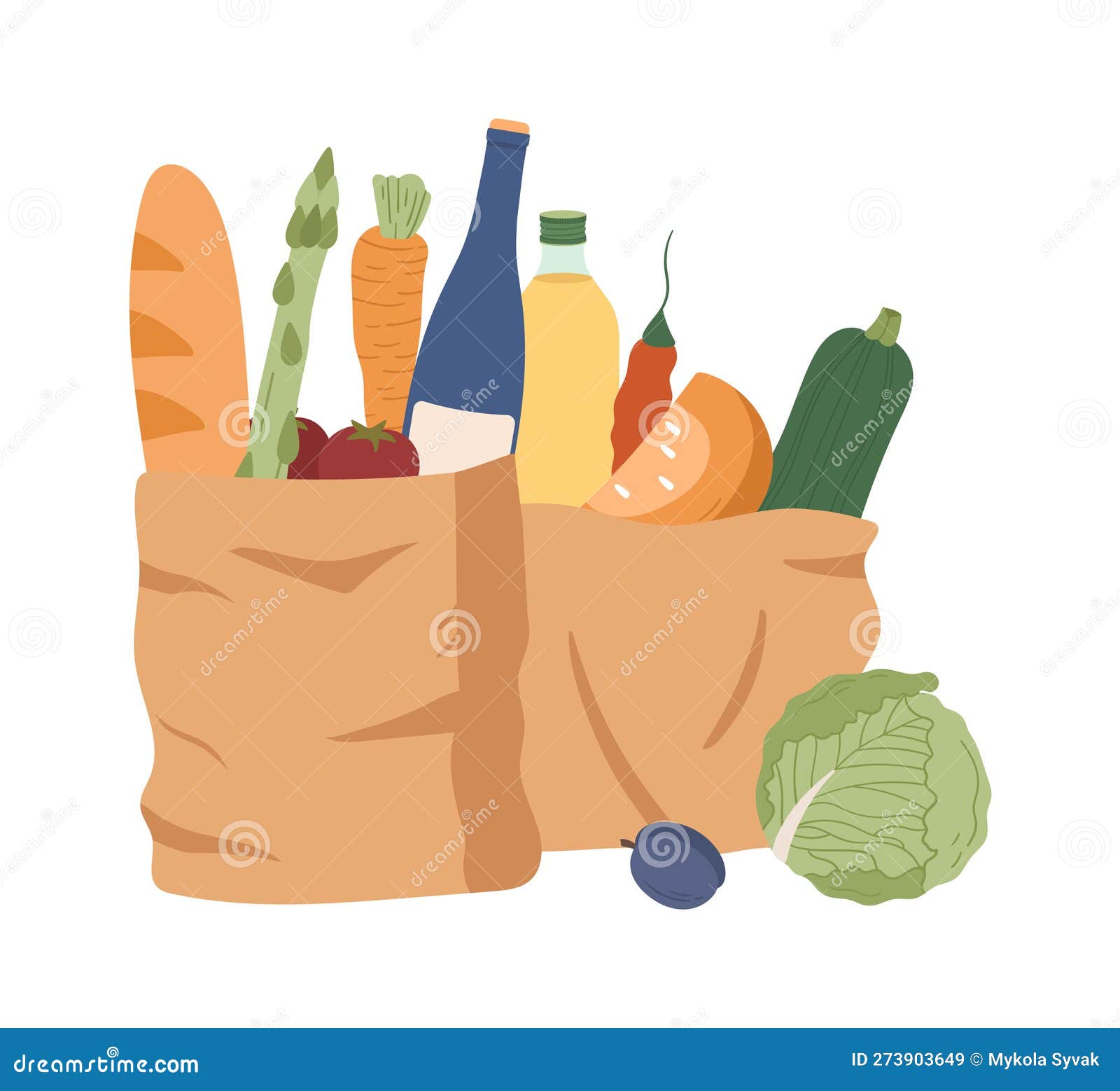 Paper Bags with Grocery stock vector. Illustration of packet 273903649