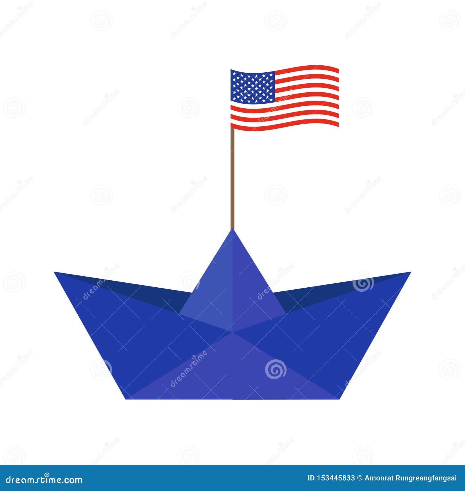 Paper Boat with Flag of United States Stock Vector Illustration of