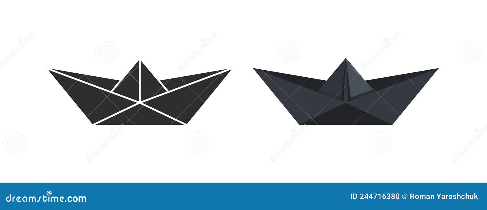 Paper Boat. Folded Paper Boat Icons. Origami Paper Boat Stock Vector