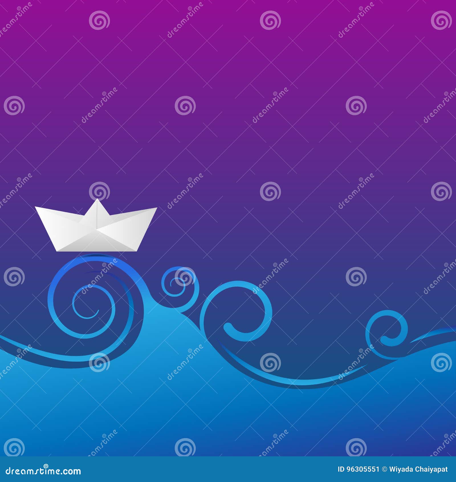 Paper boat with wave stock illustration. Illustration of paper 96305551