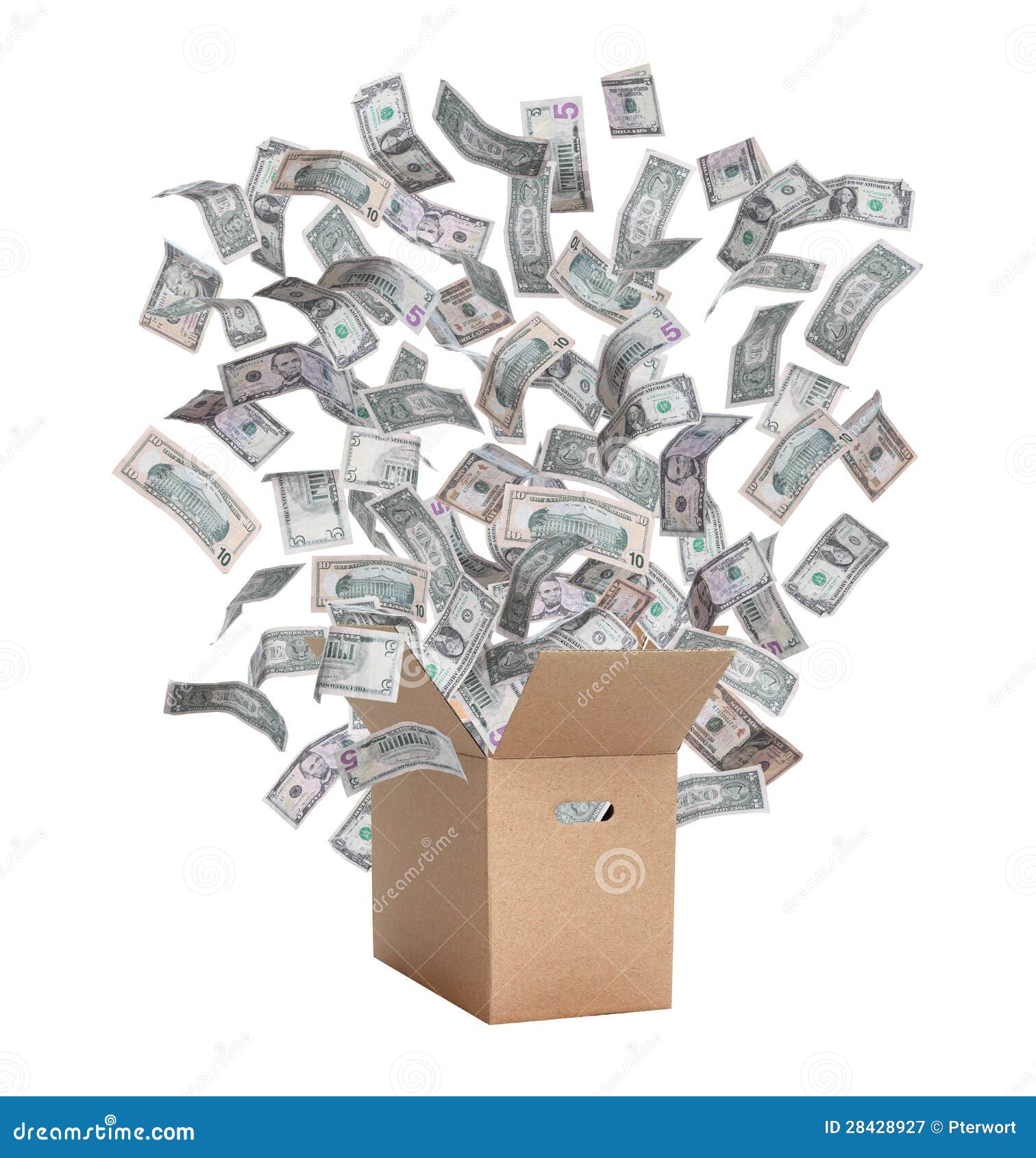 Paper Box with Flying Dollars Stock Image Image of give, economy