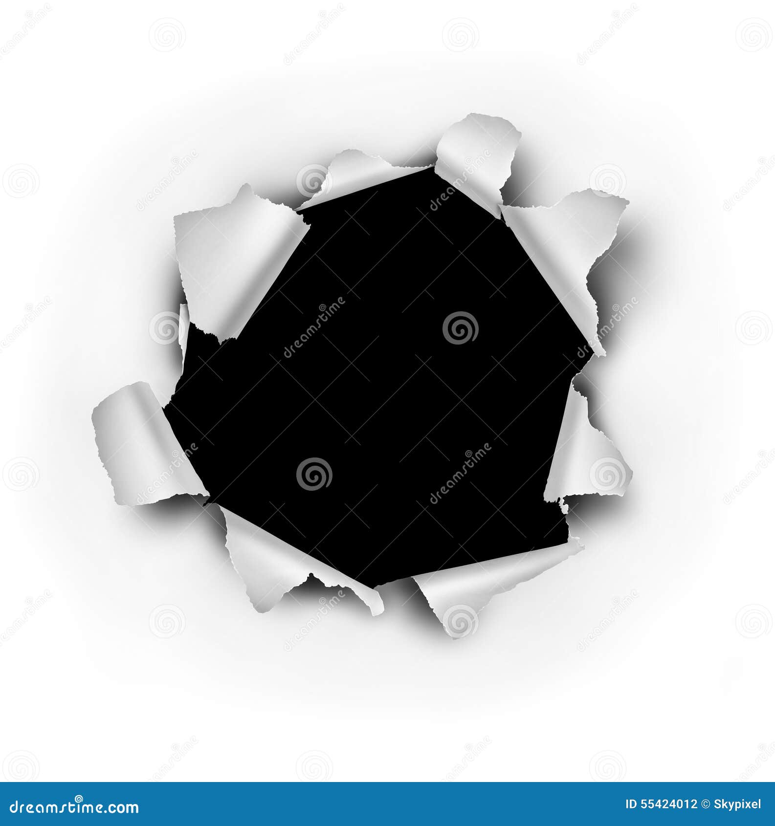 Paper realistic hole. Ripped torn hole on transparent background, cardboard  rip burst, damaged sheet with curled pieces, open paper gap, bullets ripping  page texture vector illustration Stock Vector