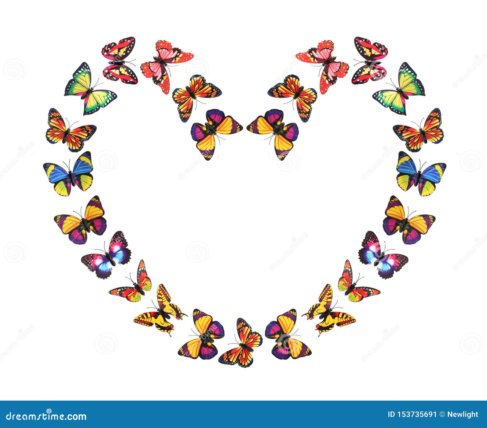 Paper Butterflies in Heart Shape Stock Image Image of spring, object