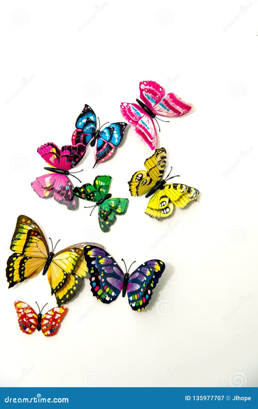 Paper Butterflies on White Background Stock Image - Image of colorful ...