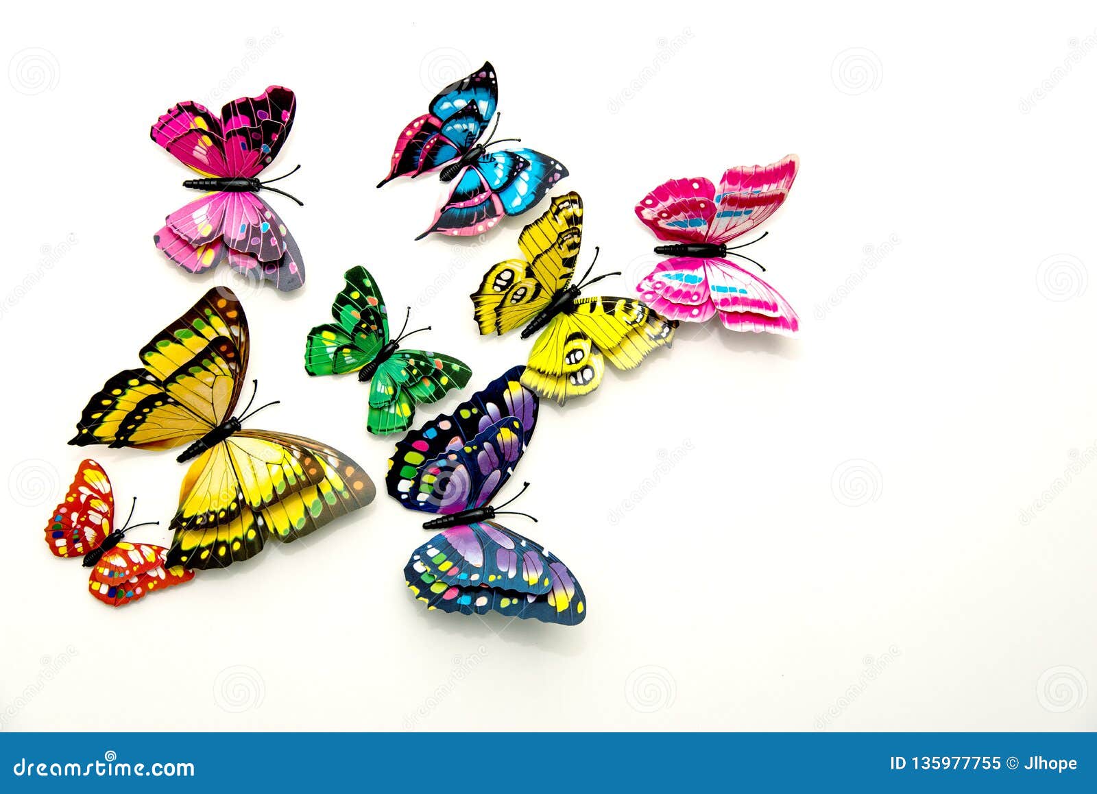 Paper Butterflies on White Background Stock Image - Image of white ...