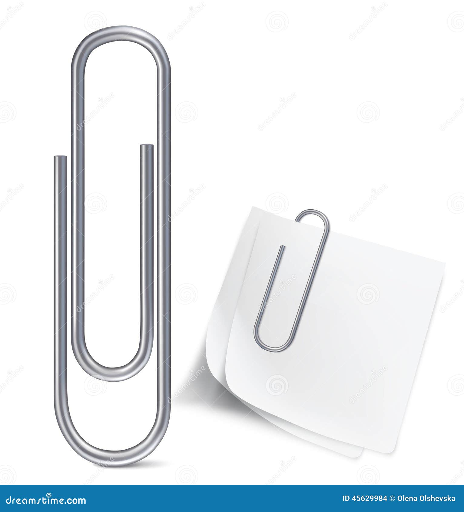 Blanks White Paper, Pin And Clip Cartoon Vector