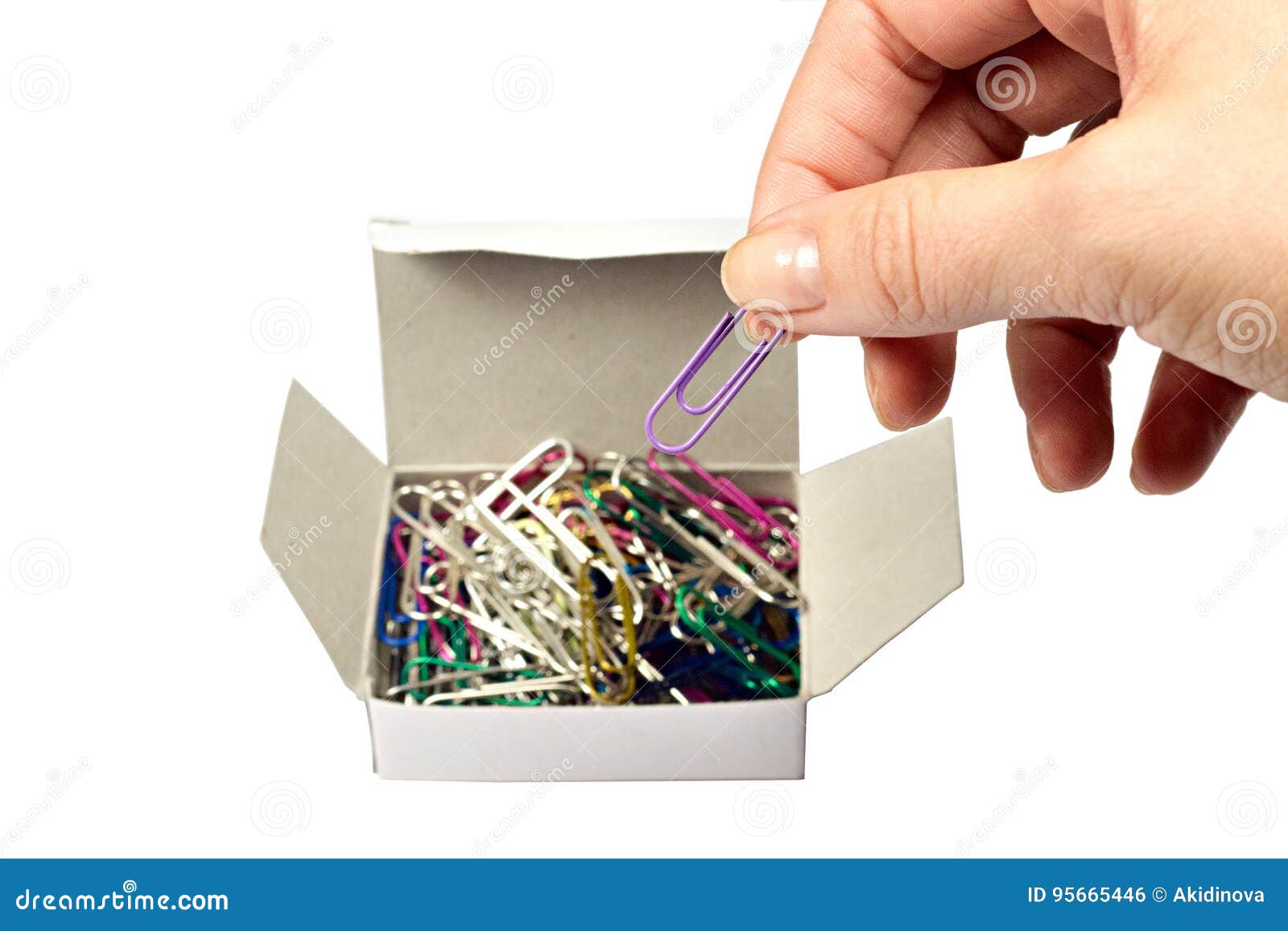 Paper Clip in a Box on a White Background Stock Photo Image of white