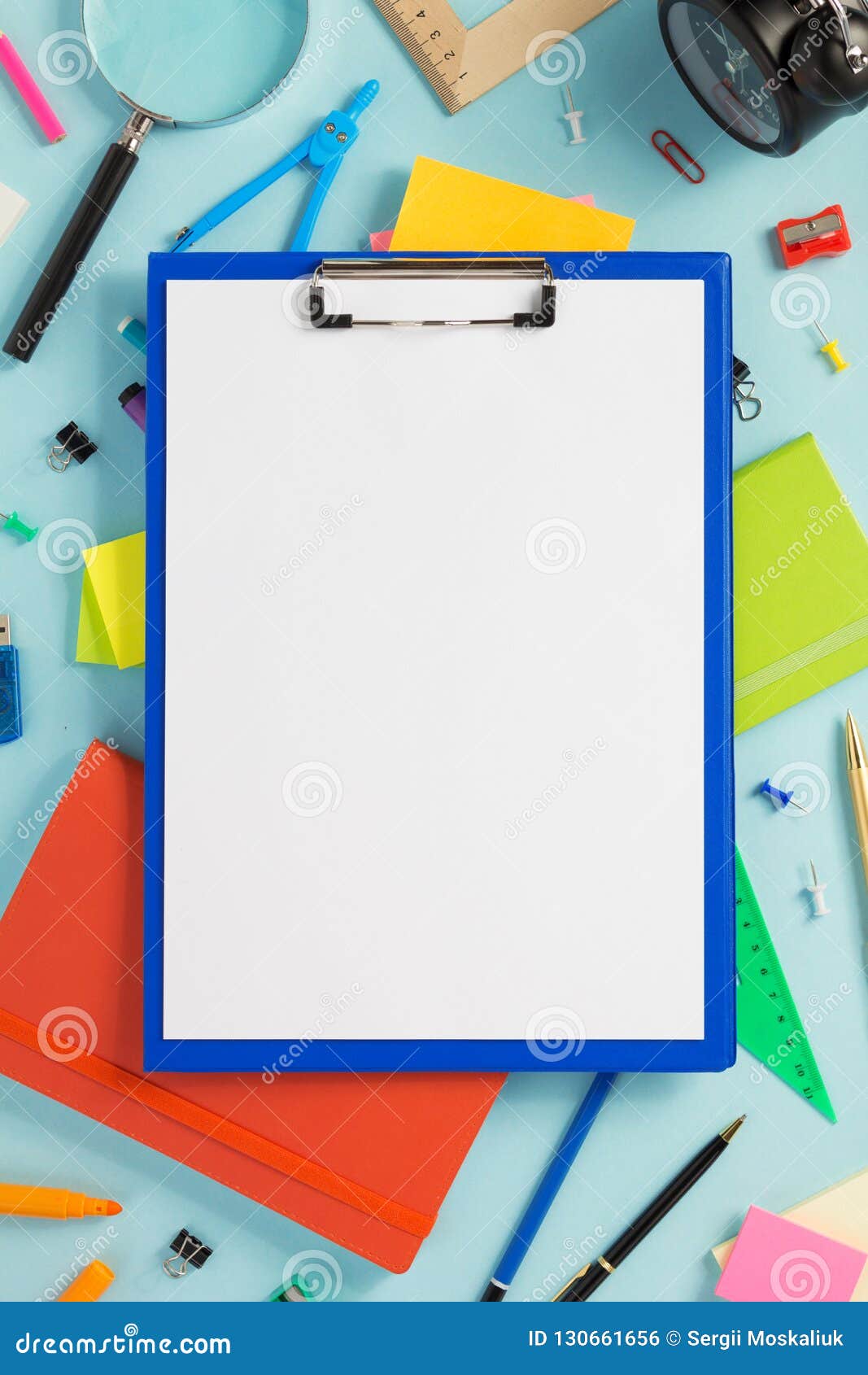 Paper Clipboard and School Accessories Stock Photo Image of empty