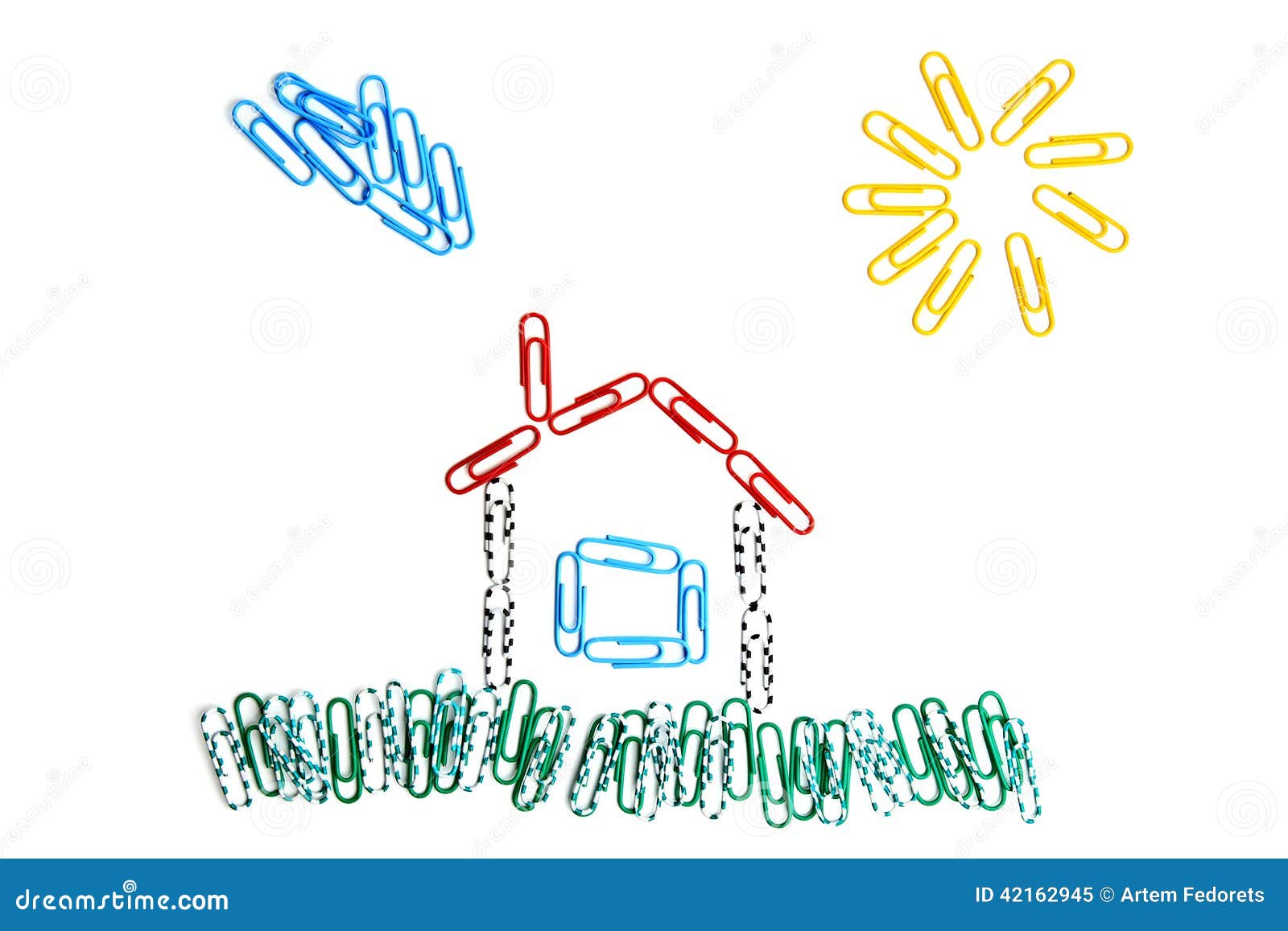 Paper clips house stock image. Image of green, clips 42162945