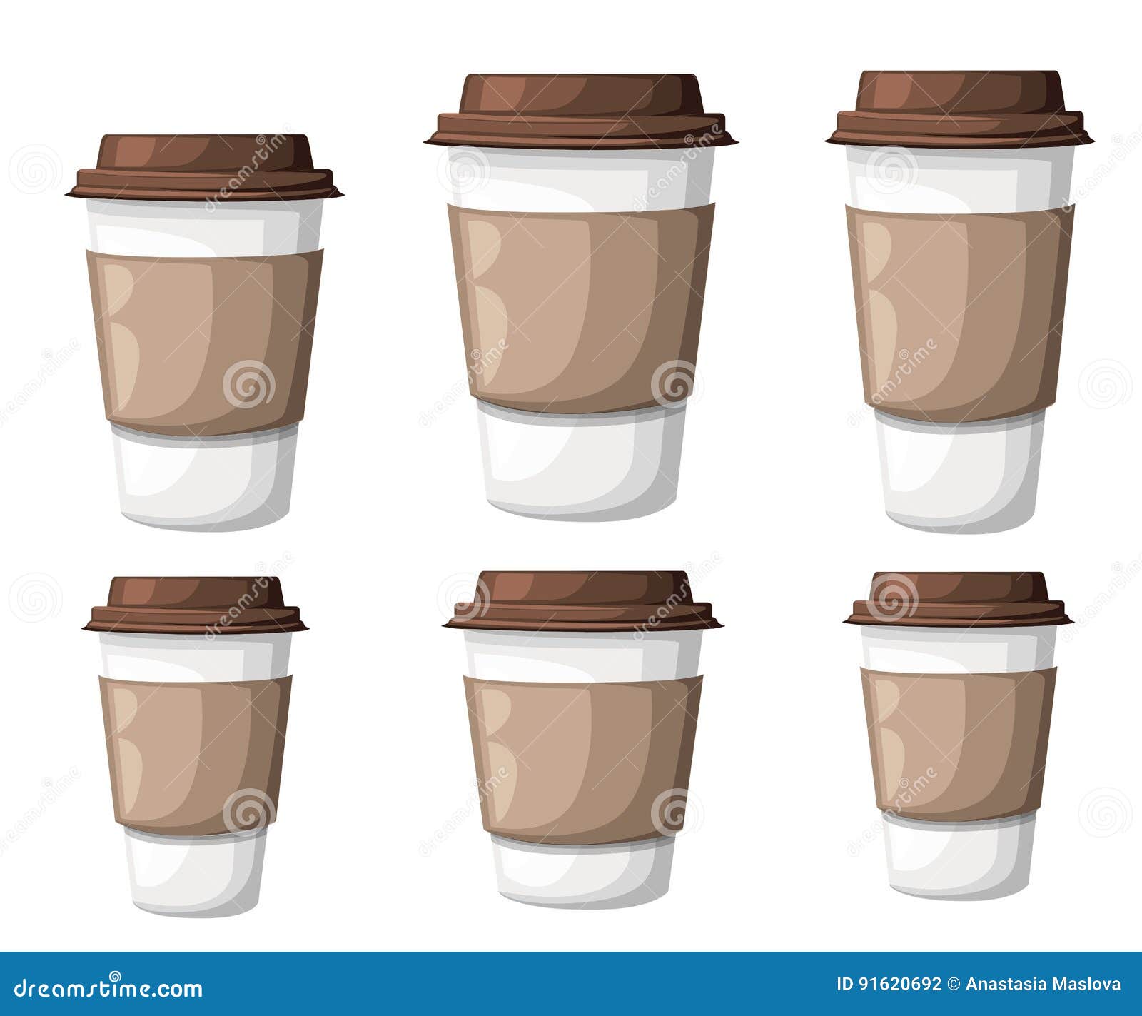 Coffee hot drink paper cups. Cafe, restaurant or take out coffee plastic  cups, disposable plastic hot drinks coffee cup vector illustration. Paper  coffee cups, Stock vector