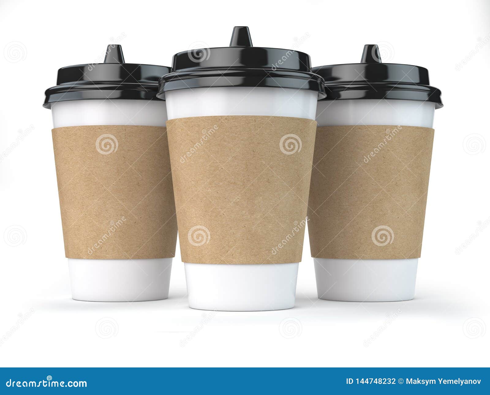 Download Paper Coffee Cups Isolated On White Background. Mock Up Stock Illustration - Illustration of ...