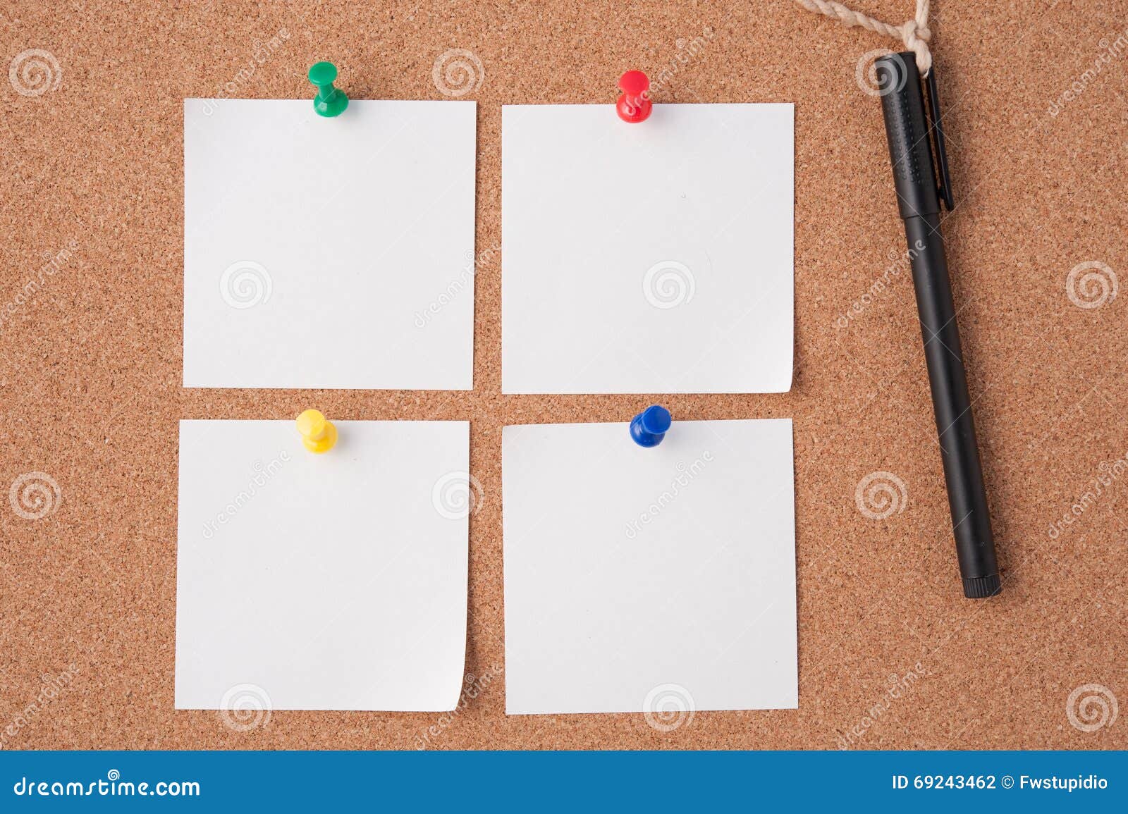 Paper on Cork Board for Text and Background Stock Photo Image of