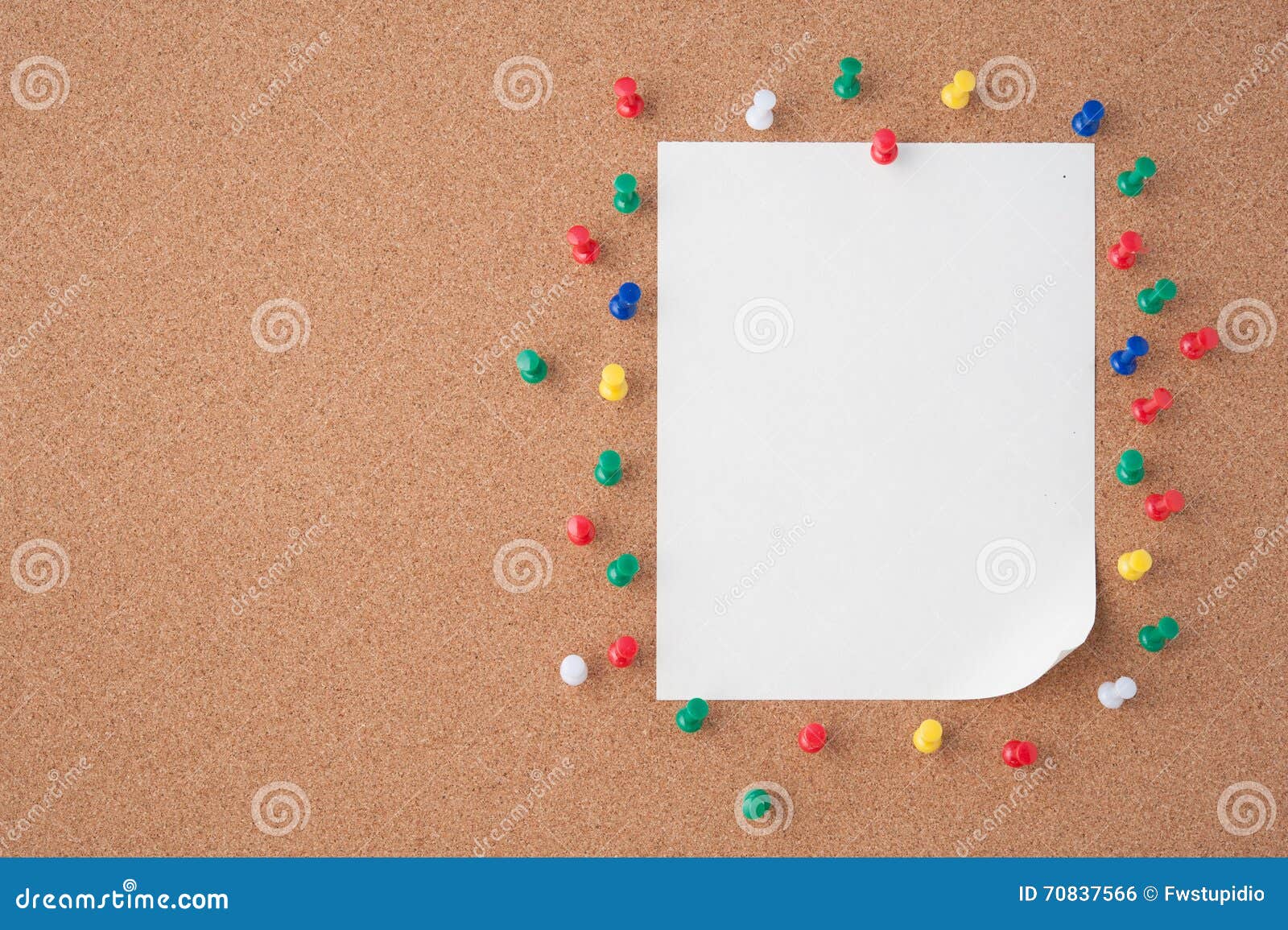 Paper on Cork Board for Text and Background Stock Photo Image of