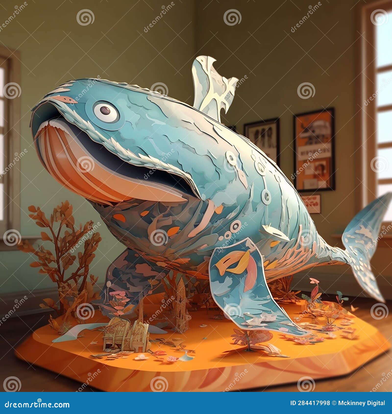 paper crafted fish  in various colors.