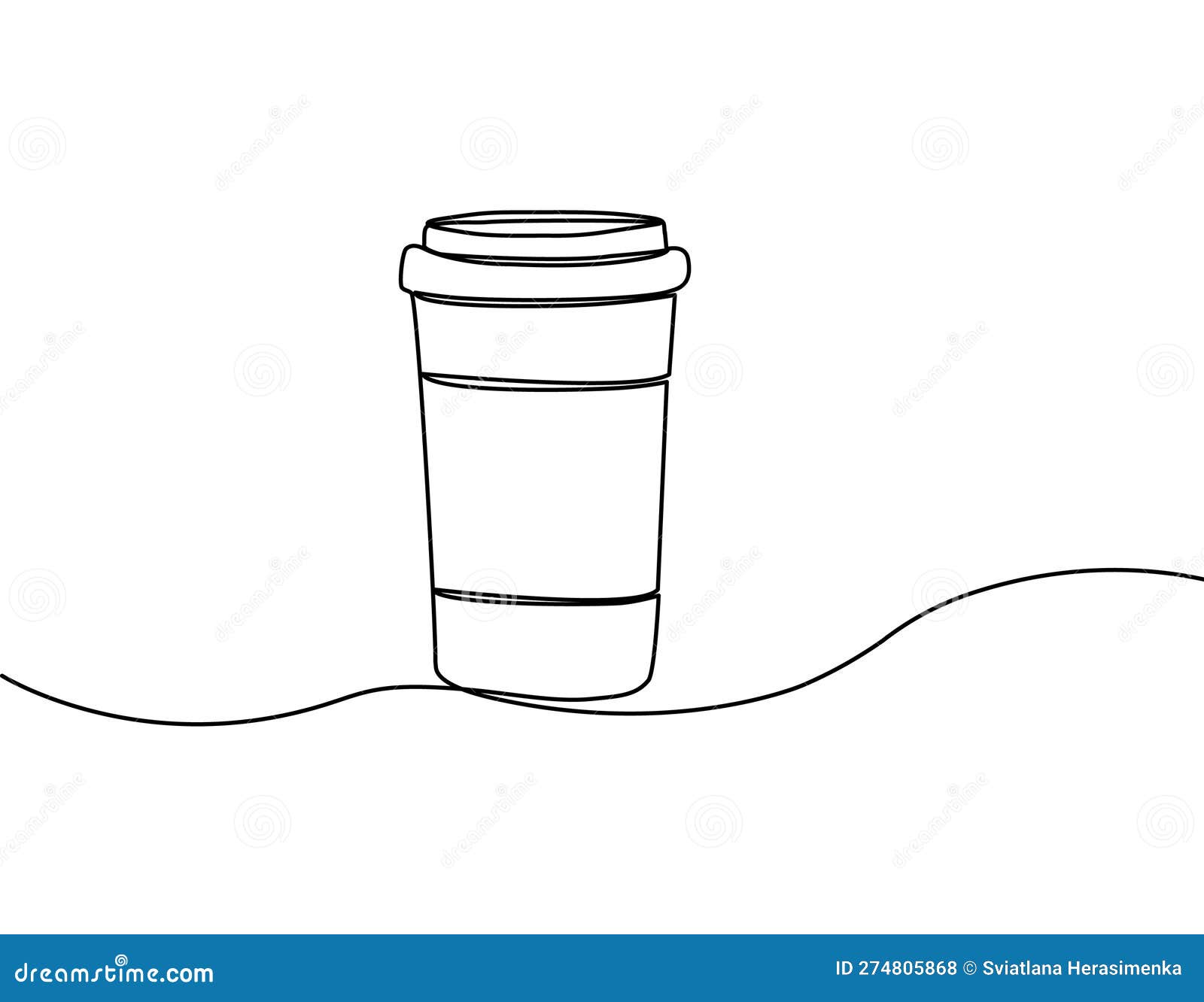 Paper Cup of Coffee in Continuous Line Drawing. Vector Illustration