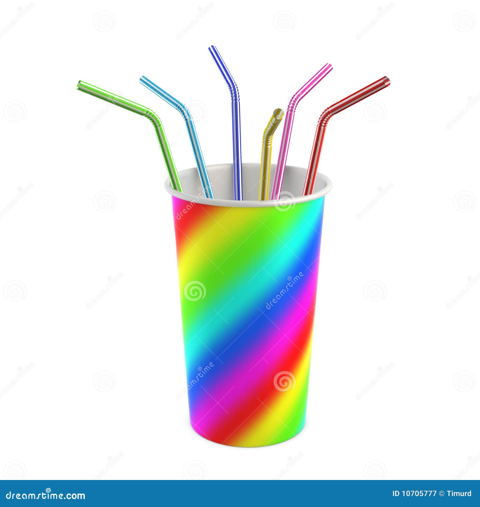 Paper Cup with Color Straws Stock Illustration Illustration of white
