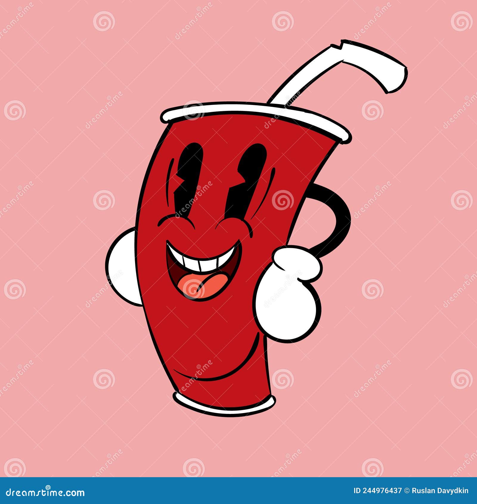 A Paper Cup of Soda. Vintage Toons: Funny Character, Vector Illustration  Trendy Classic Retro Cartoon Style Stock Vector - Illustration of soda,  animal: 244976437