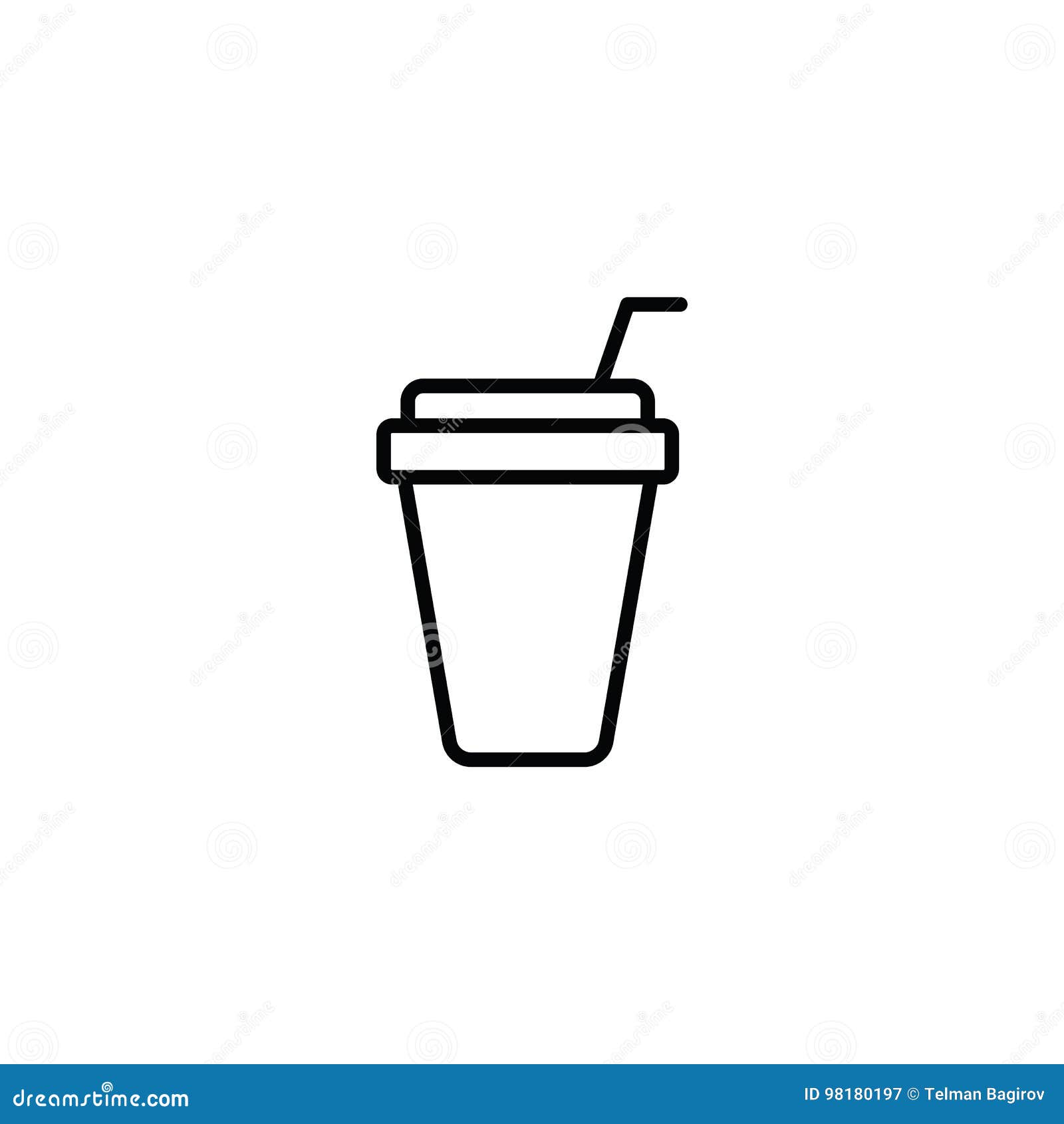 Paper Cup With Straw Mockup On White Background Stock Illustration - Illustration of container ...