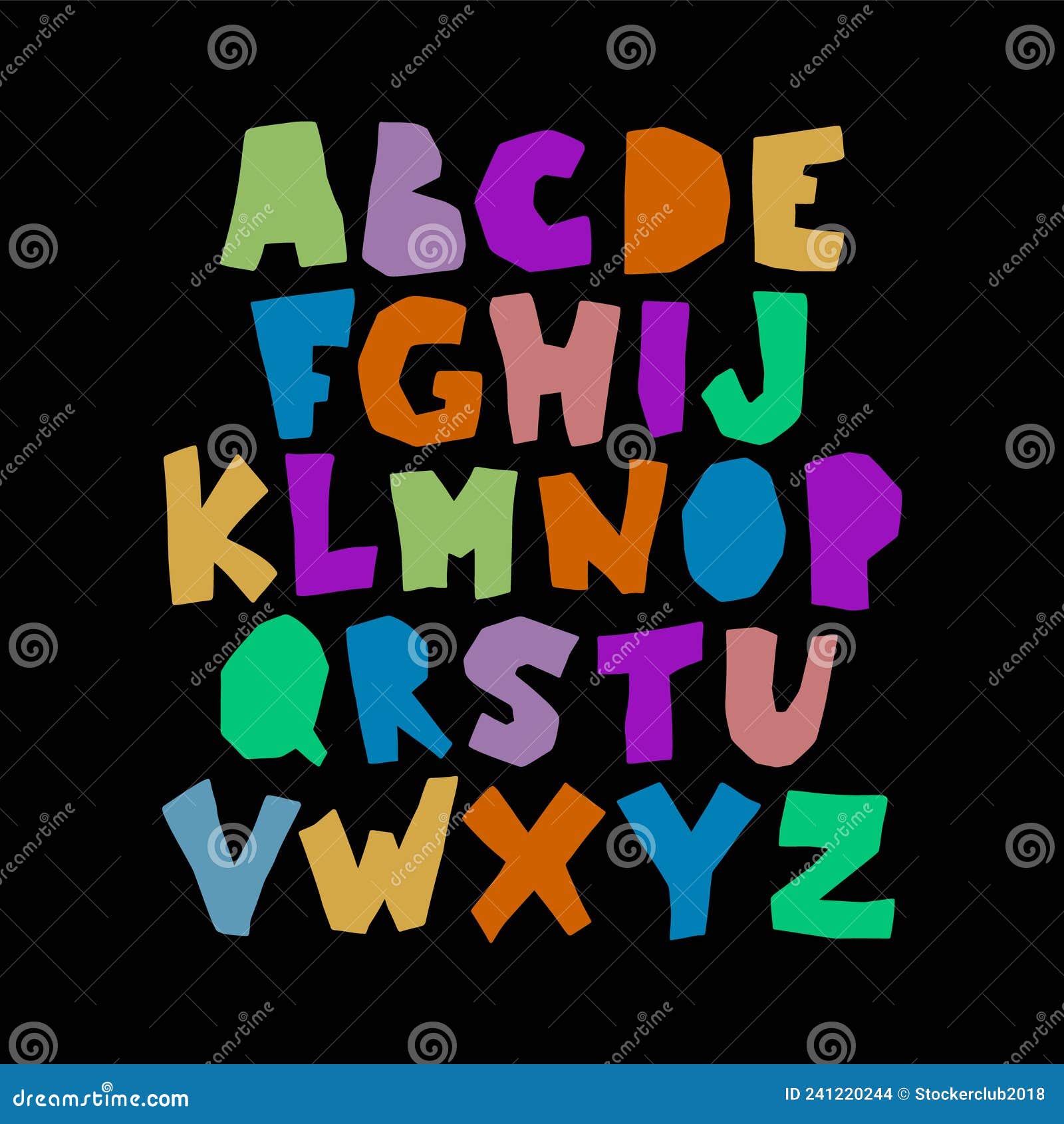 Paper Cut Alphabet. Modern Simple Hand Drawn Colorful Font. Cute Kids ...