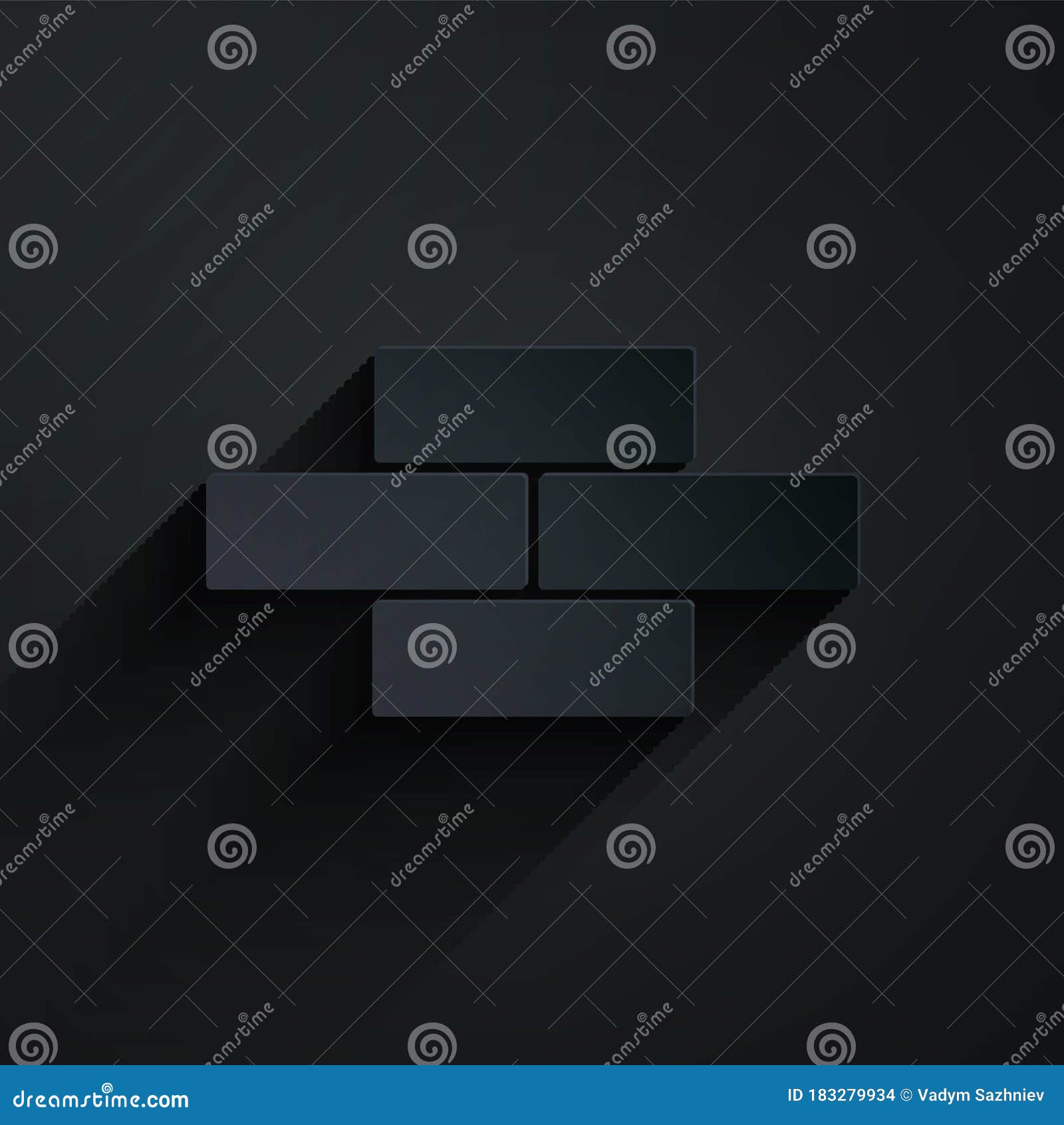 Paper Cut Bricks Icon Isolated on Black Background. Paper Art Style