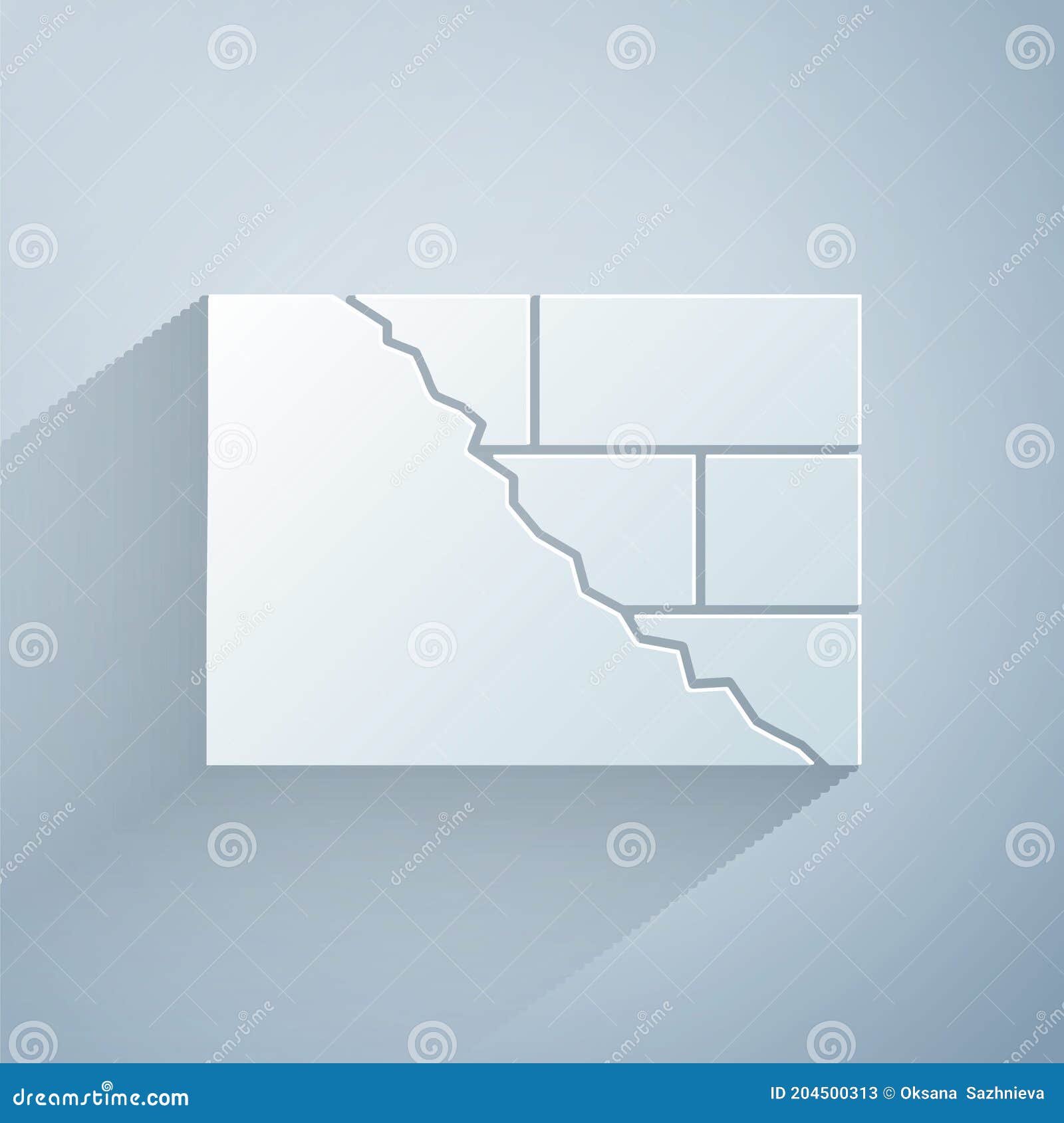 Paper Cut Bricks Icon Isolated on Grey Background. Paper Art Style