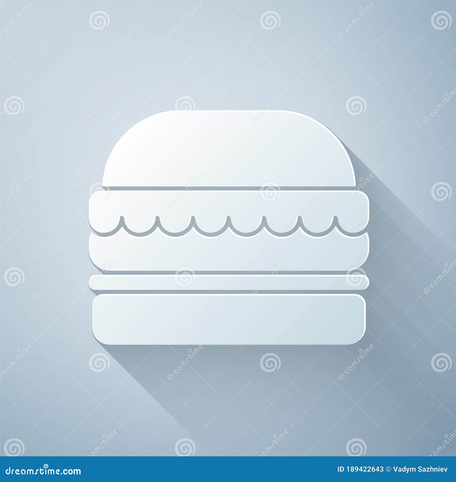 paper cut burger icon  on grey background. hamburger icon. cheeseburger sandwich sign. fast food menu. paper art
