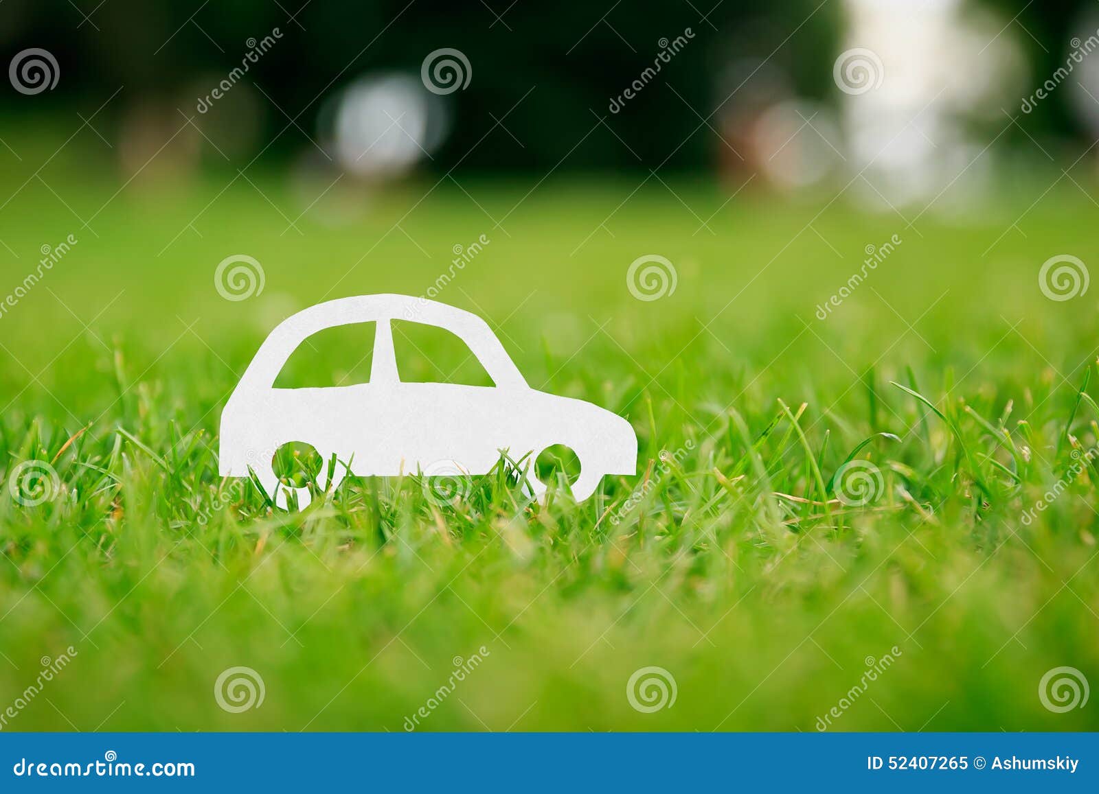Paper Cut of Car on Green Grass Stock Image Image of environment