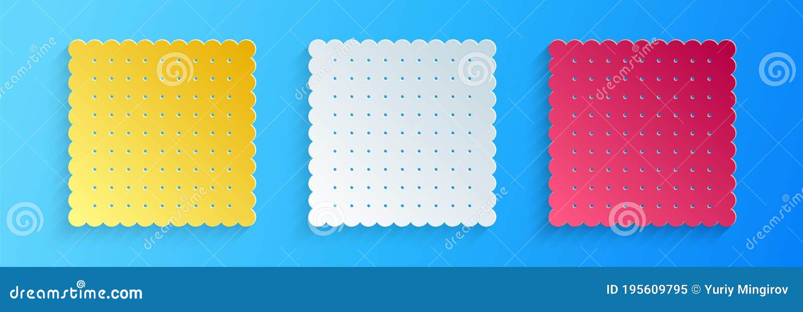 paper cut cookie icon  on blue background. pastry sing. biscuit . paper art style. 