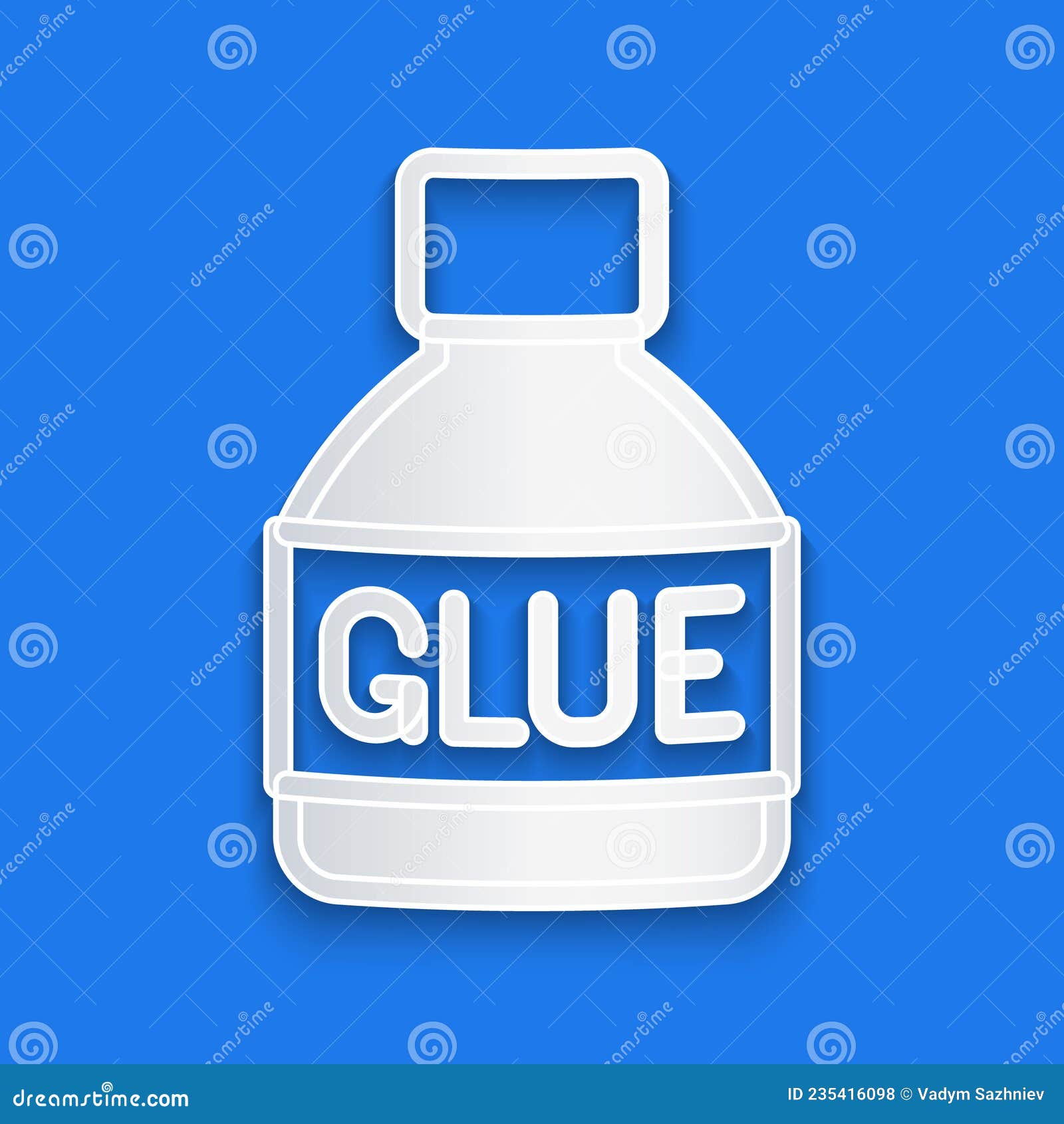 Paper Cut Glue Icon Isolated on Blue Background. Paper Art Style Stock
