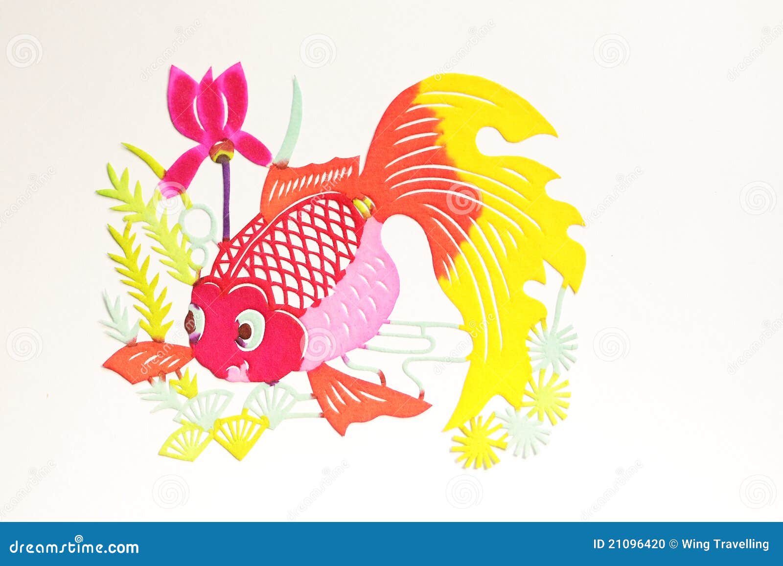 Paper-cut of golden fish stock photo. Image of handmade - 21096420