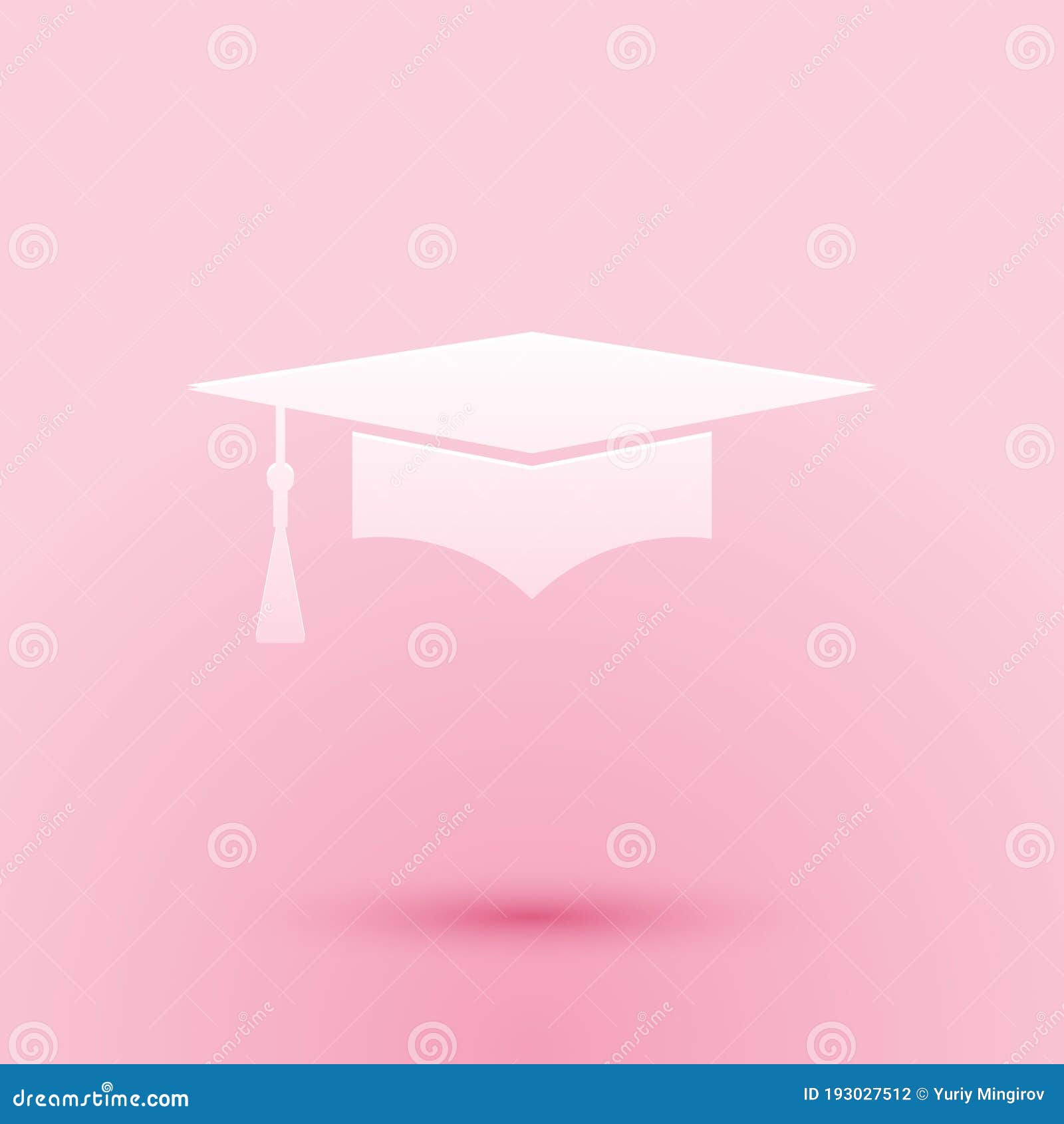 Biểu tượng mũ tốt nghiệp cắt giấy trên nền hồng: \