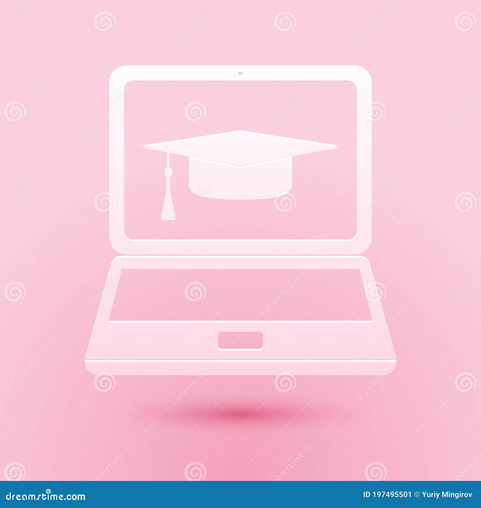 Paper Cut Graduation Cap and Laptop Icon Isolated on Pink Background. Online  Learning or E-learning Concept Icon Stock Vector - Illustration of origami,  graduate: 197495501