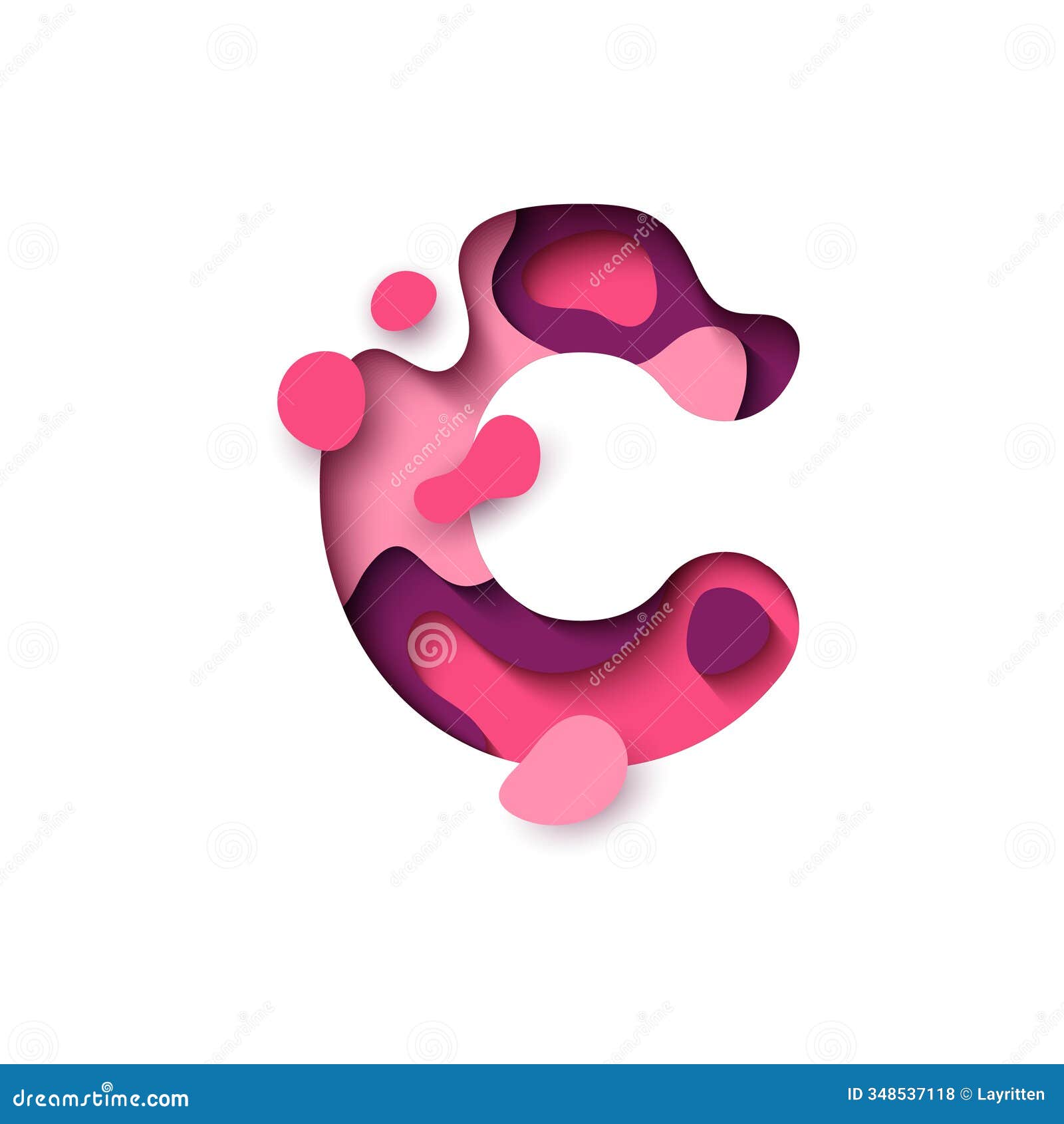 paper cut letter c.  3d sign  on white background.