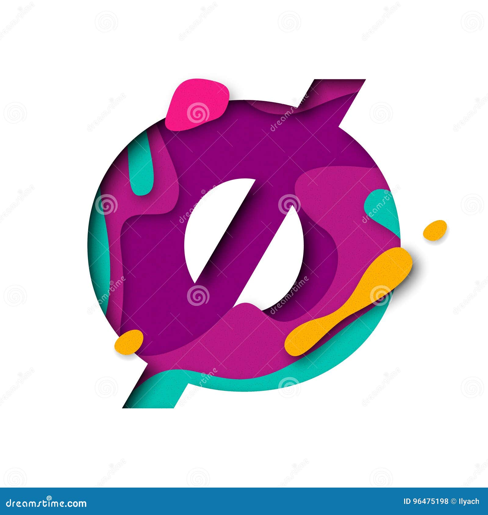 paper cut letter o minuscule. realistic 3d multi layers papercut white background