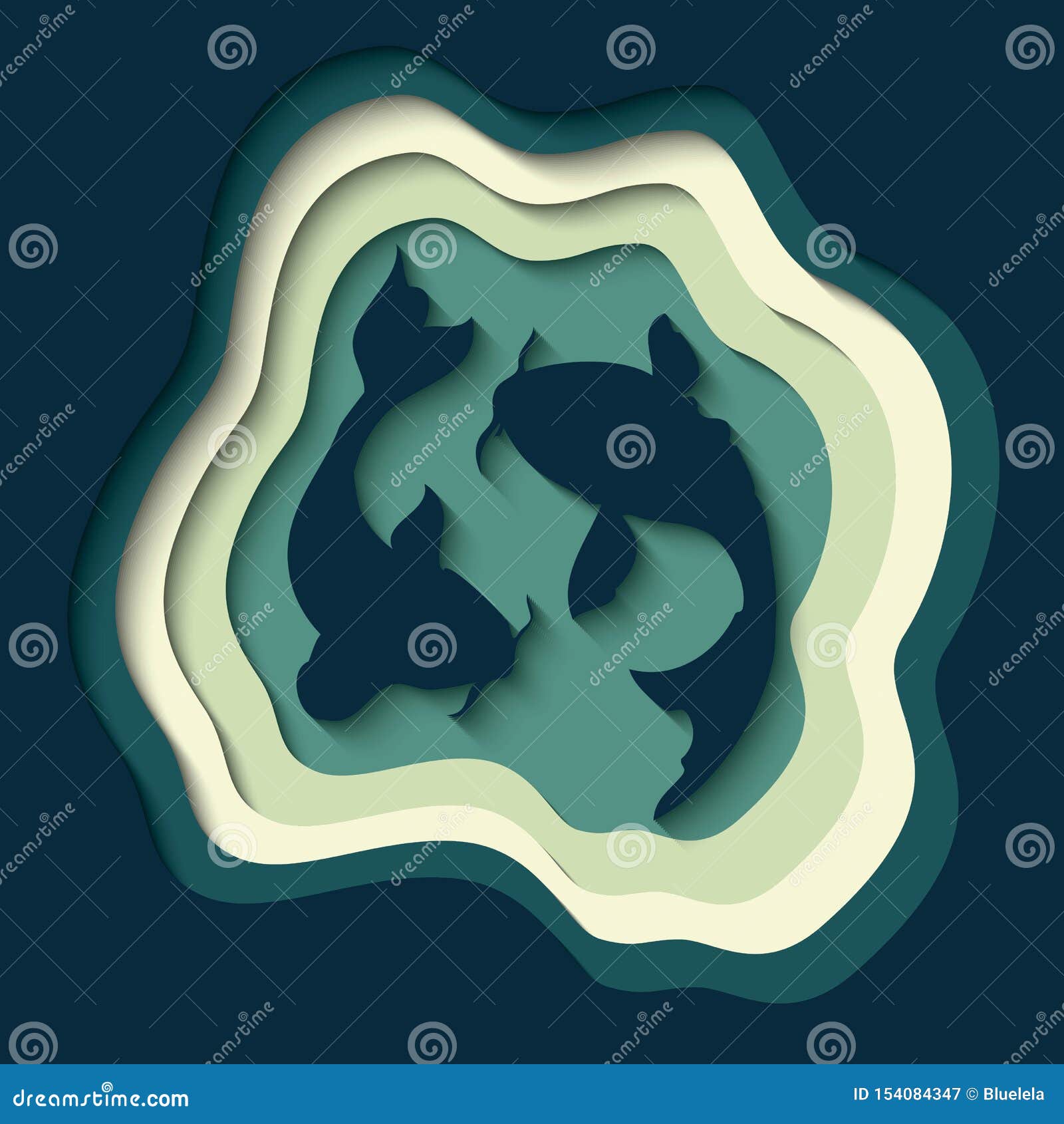 Download Paper Cut Out Background With 3d Effect Two Koi Fish Carving Art Stock Vector Illustration Of Fish Presentation 154084347
