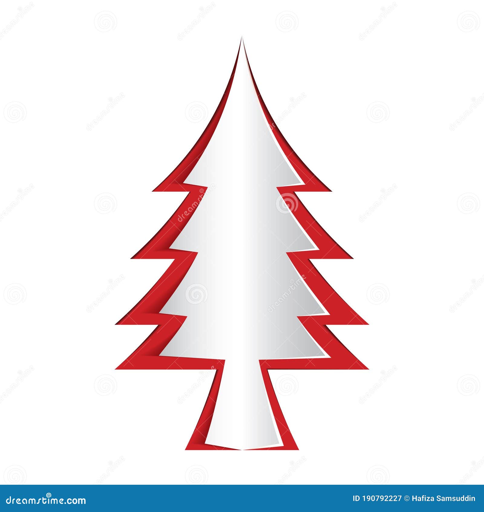 Paper Cut Out of a Christmas Tree. Vector Illustration Decorative Design Stock Vector
