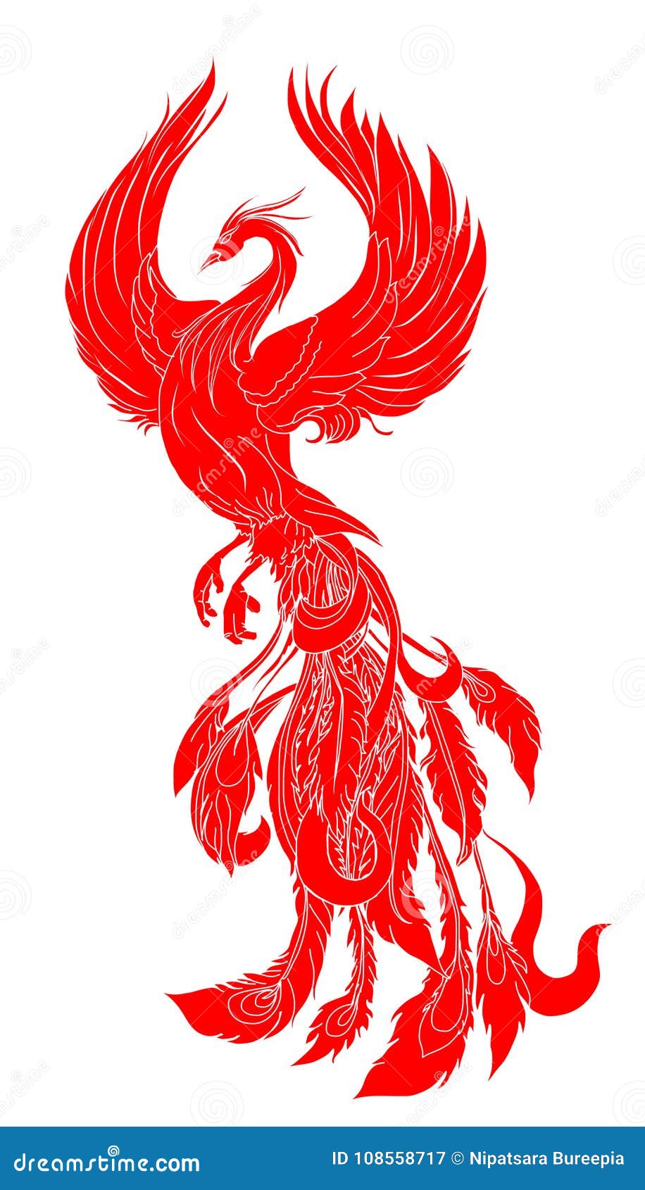 Vintage Tattoo Art Illustration - Flaming On Fire Phoenix Stock Vector |  Adobe Stock