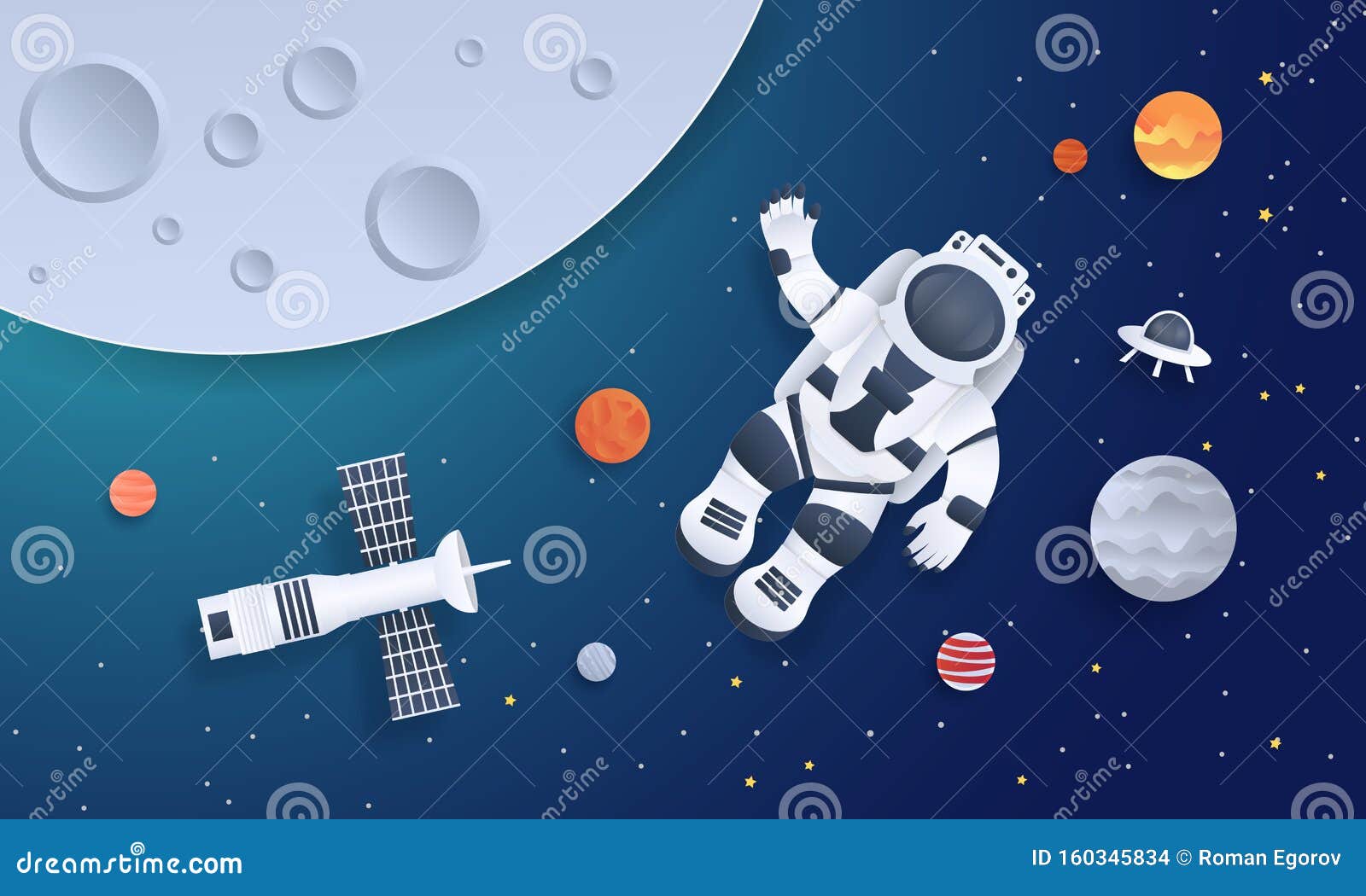 Paper Cut Space. Astronaut with Planets Stars and Rocket Design Template, Cartoon  Galaxy in Paper Style Stock Vector - Illustration of aastronautas, design:  160345834