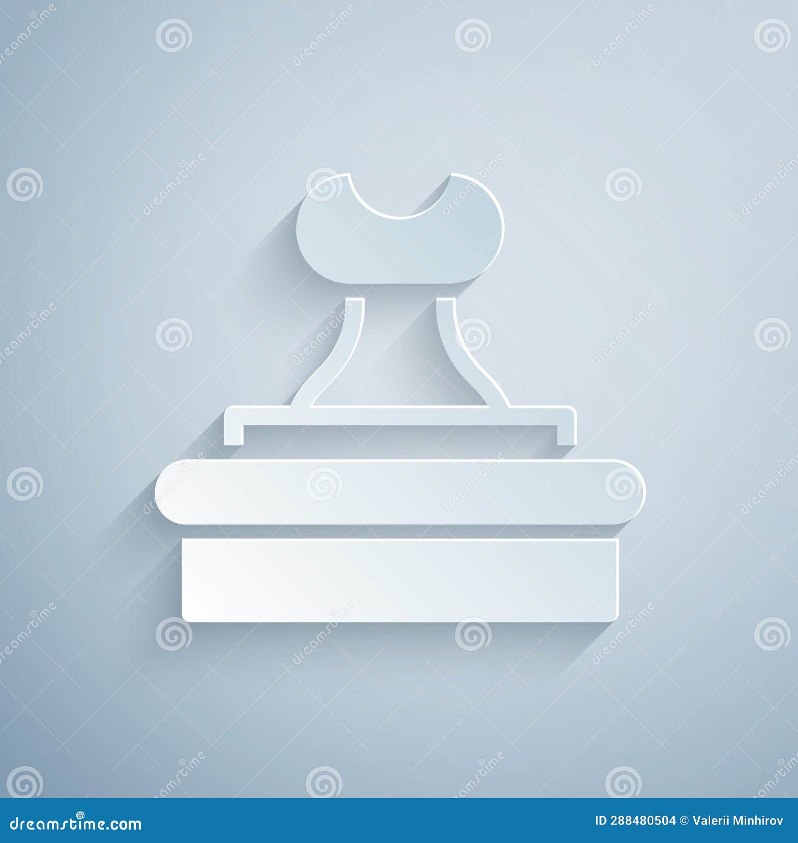 Paper Cut Stamp Icon Isolated on Grey Background. Paper Art Style Stock Illustration