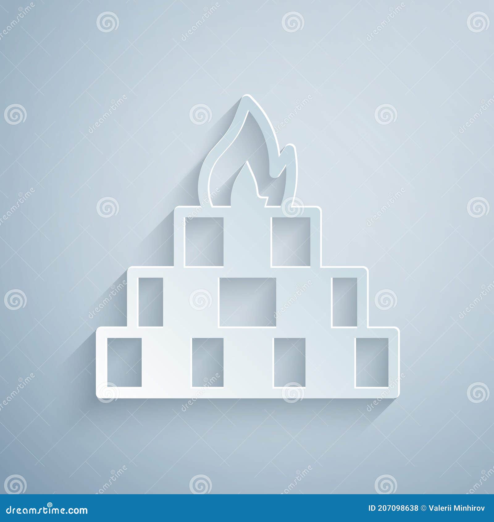 paper cut yagna icon  on grey background. paper art style. 