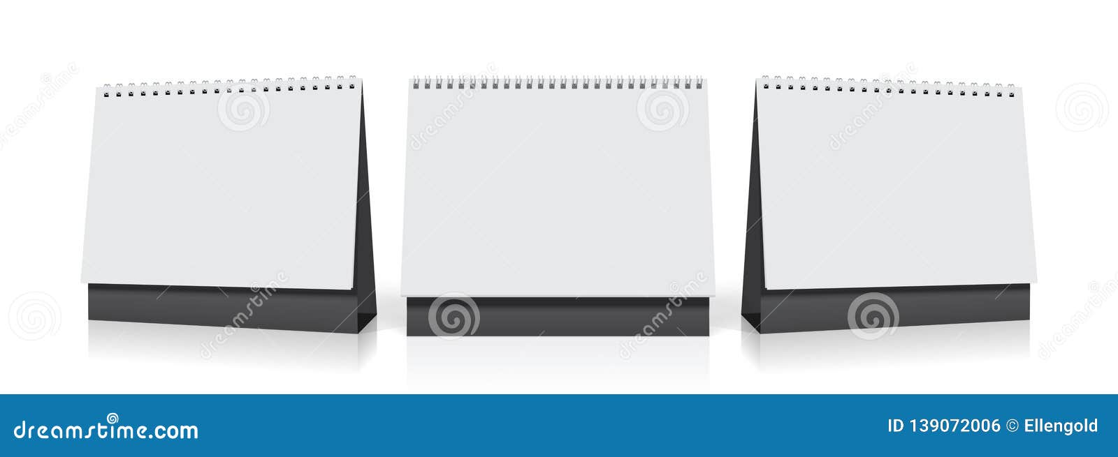 Paper Desk Spiral Calendar Mockup Vector Template Stock Vector