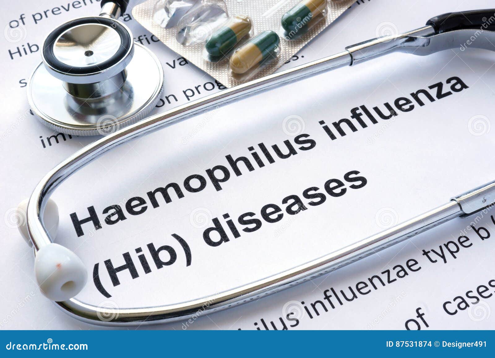 paper with diagnosis haemophilus influenza hib.
